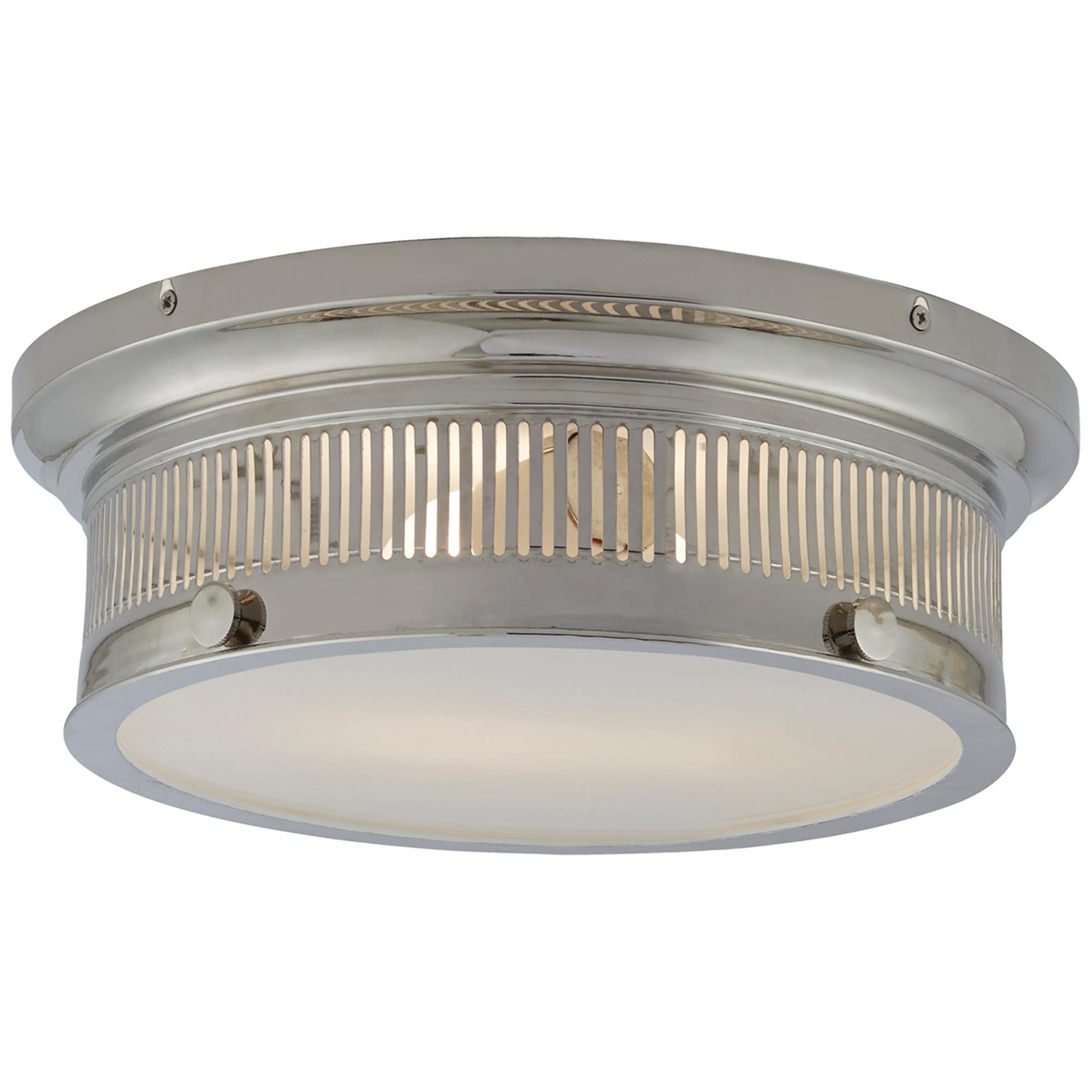 Shown in Polished Nickel finish and White glass