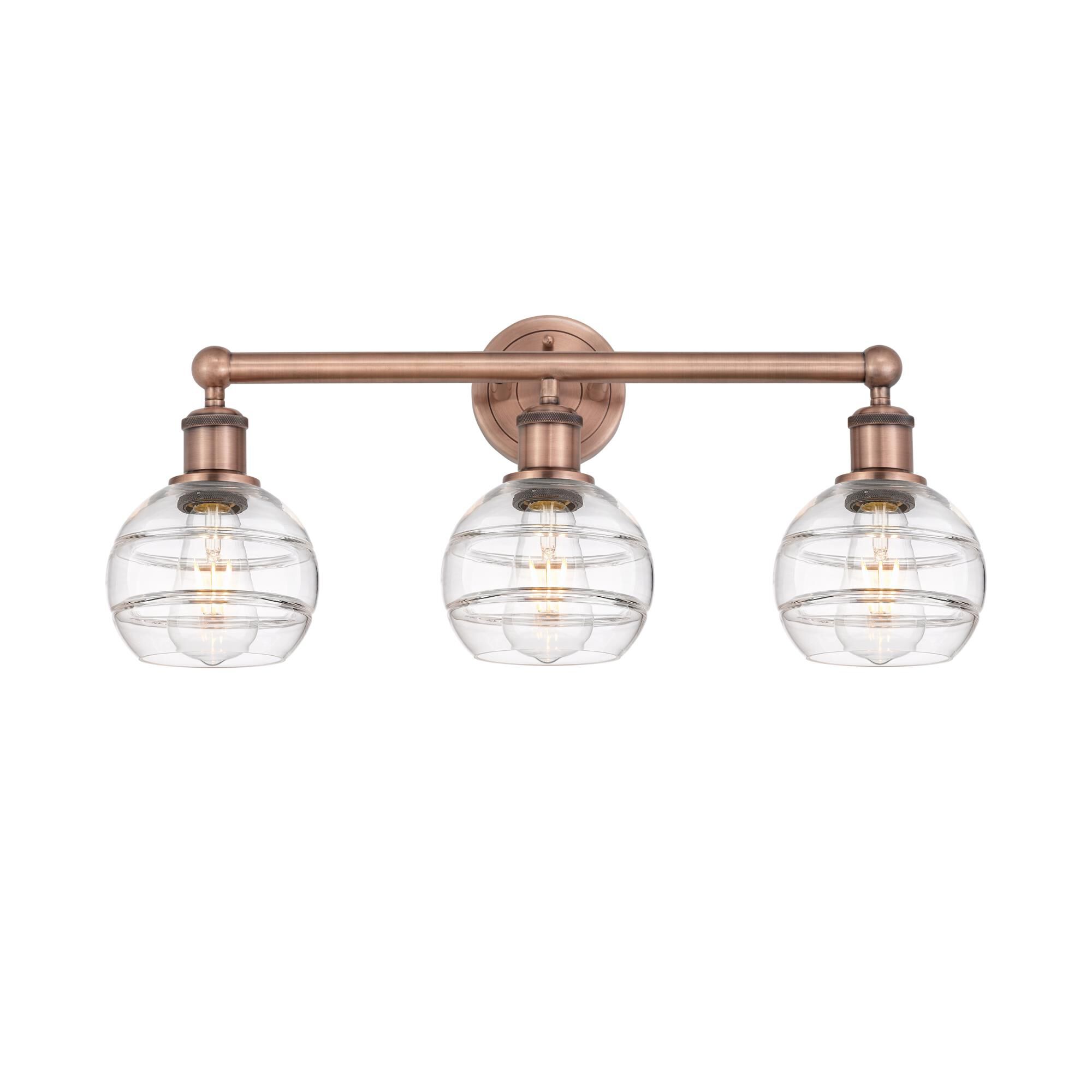 Shown in Antique Copper finish and Clear glass