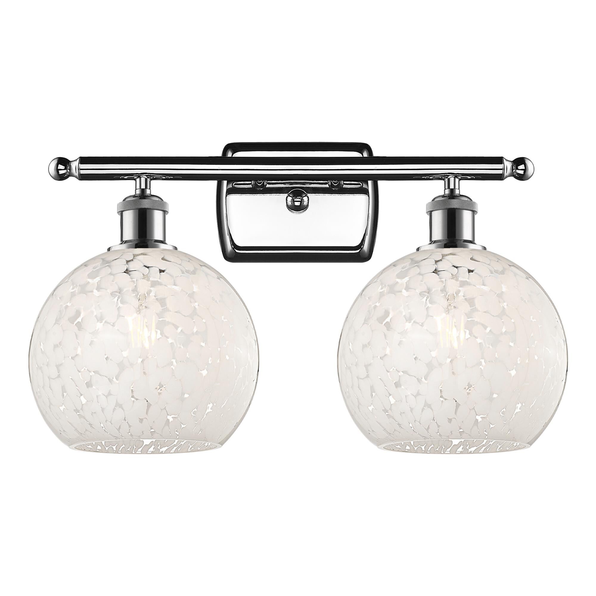 Shown in Polished Chrome finish and White Mouchette glass
