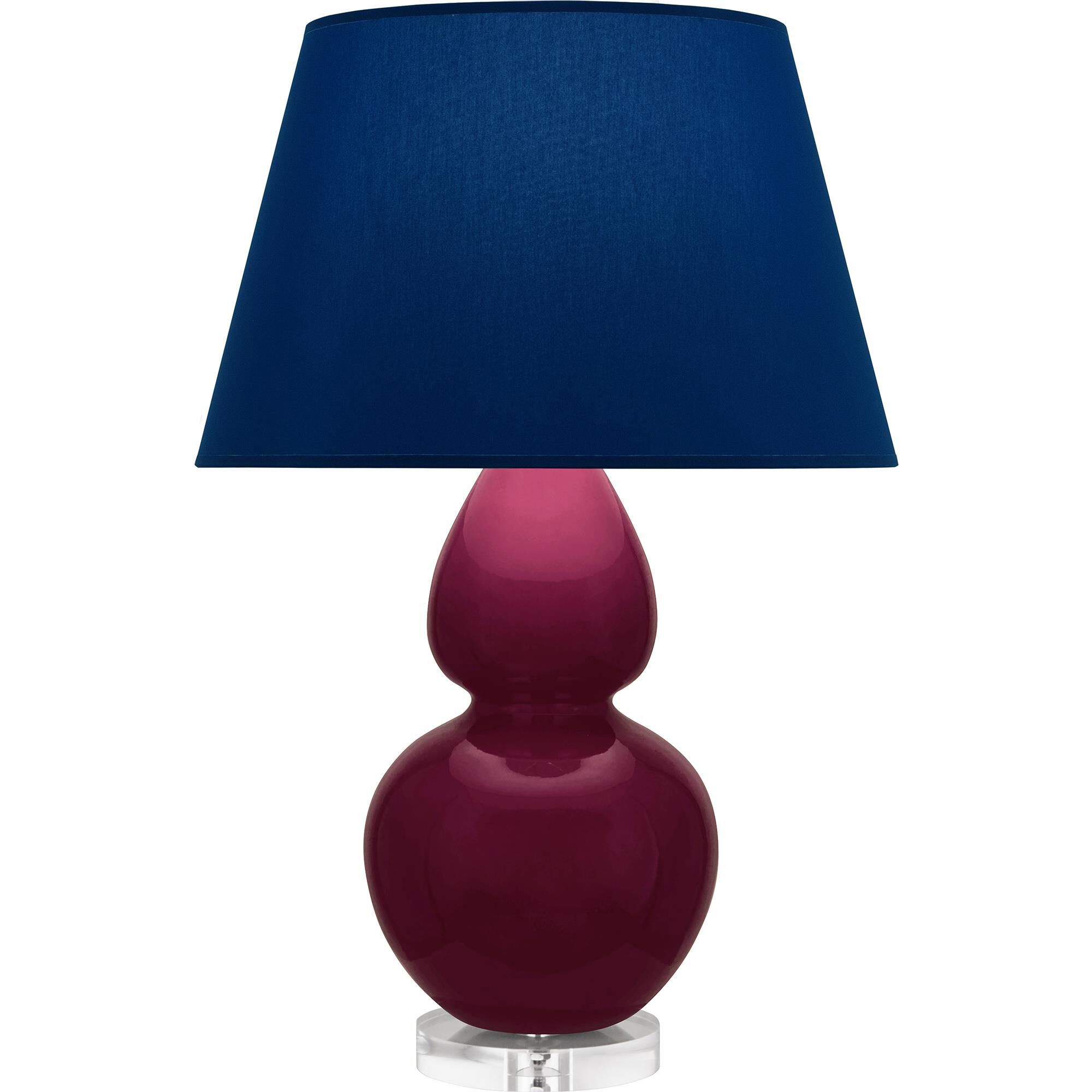 Shown in Sugar Plum Glazed finish and Navy with Gray Lining shade and Lucite accent