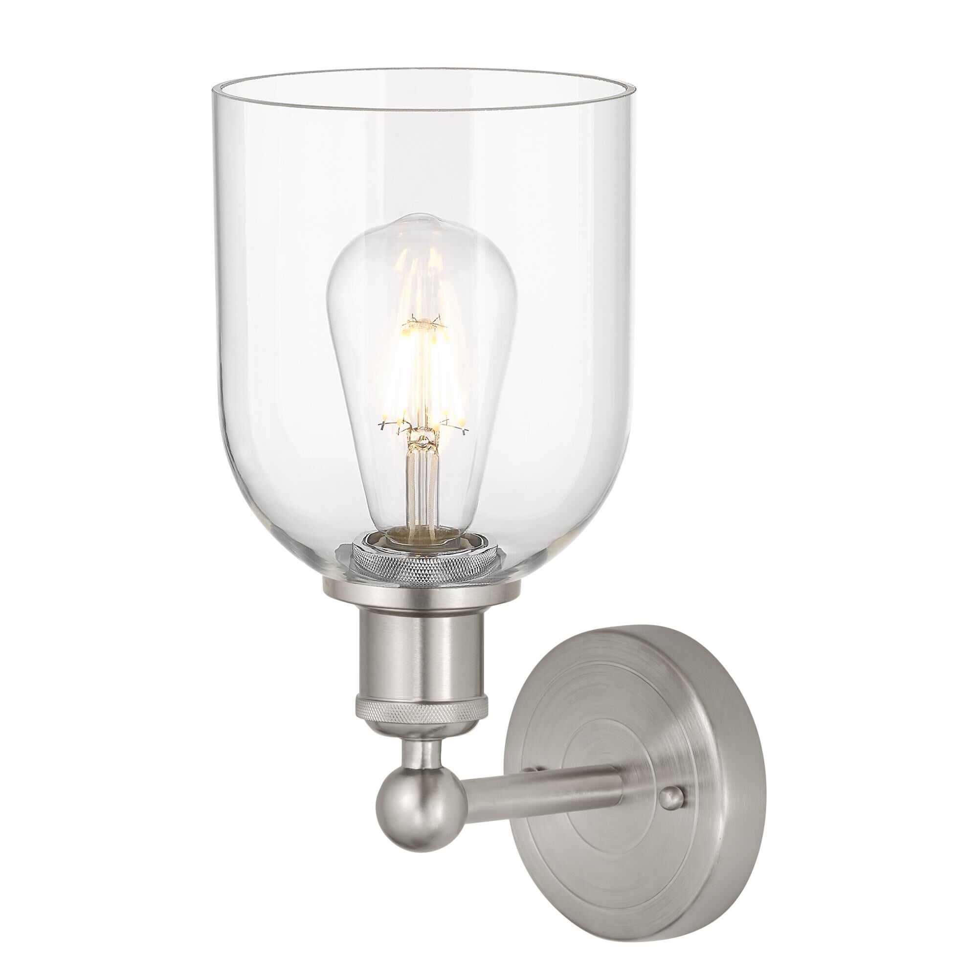 Shown in Brushed Satin Nickel finish and Clear glass