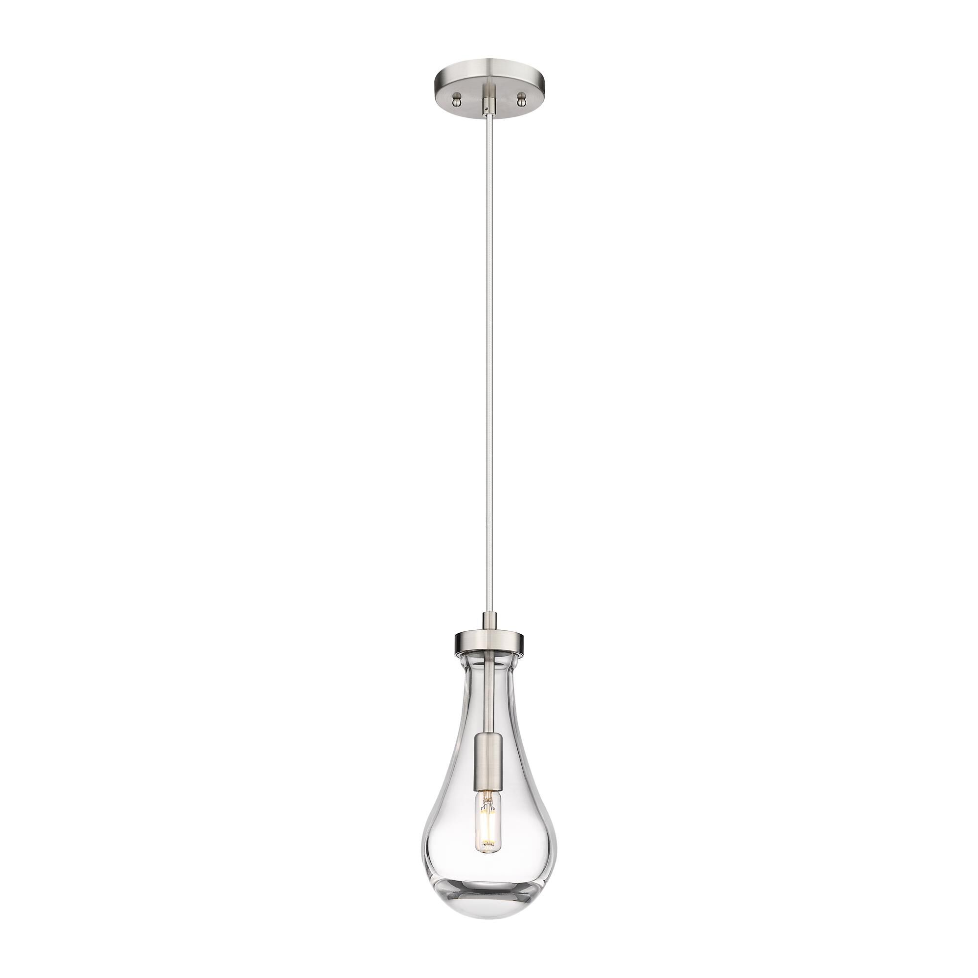 Shown in Satin Nickel finish and Clear glass and Clear Glass shade
