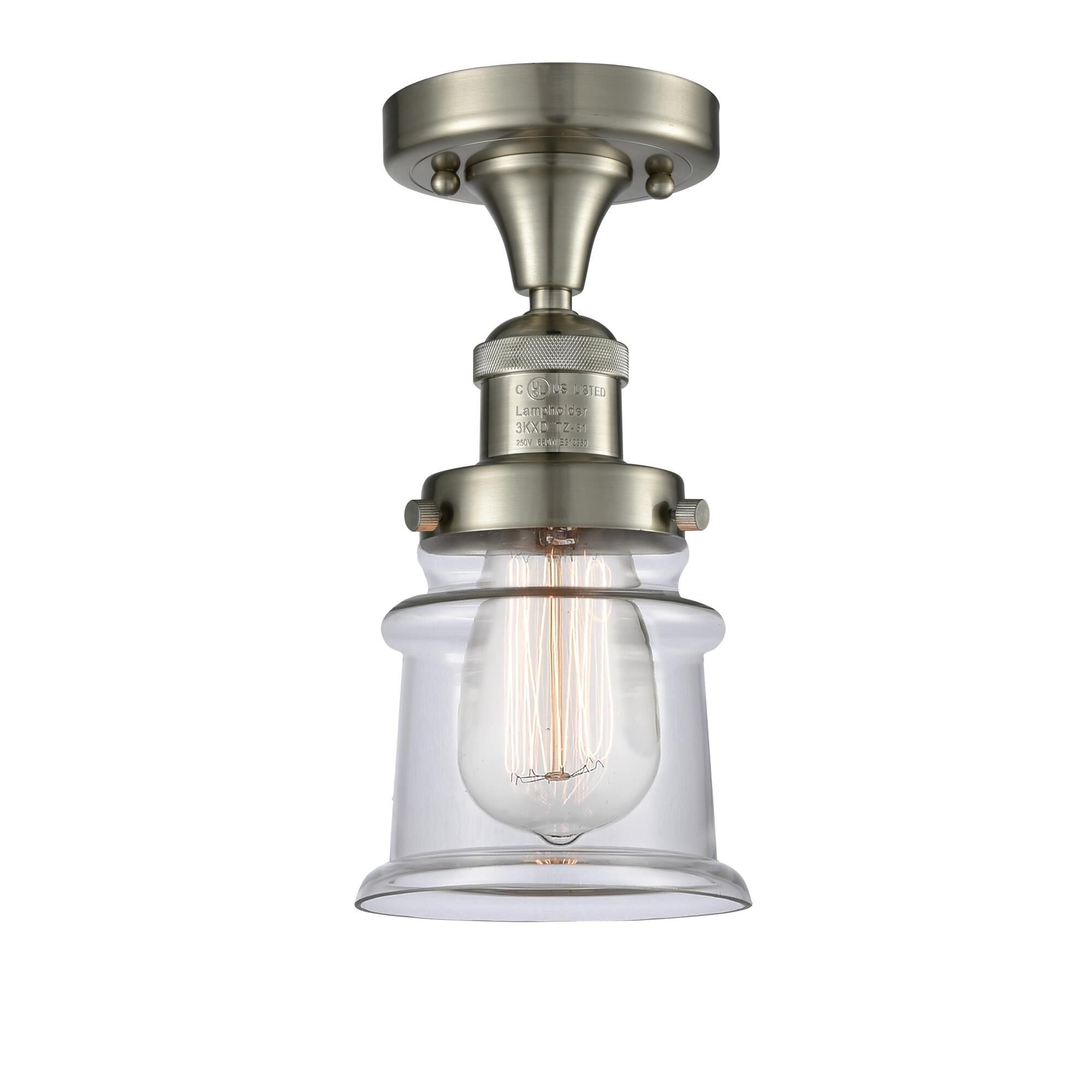 Shown in Brushed Satin Nickel finish and Clear glass