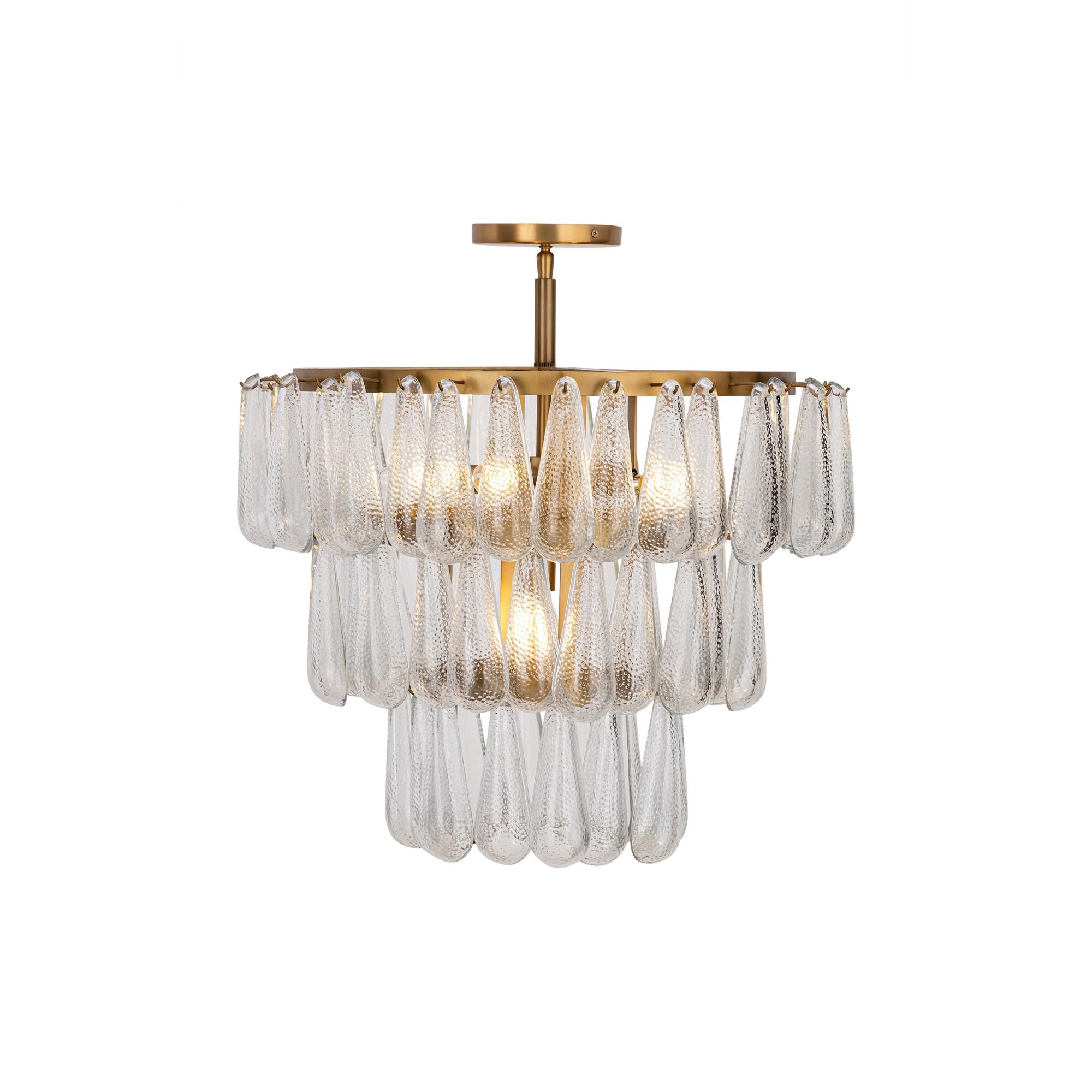 Shown in Legacy Brass finish and Clear Dimpled glass