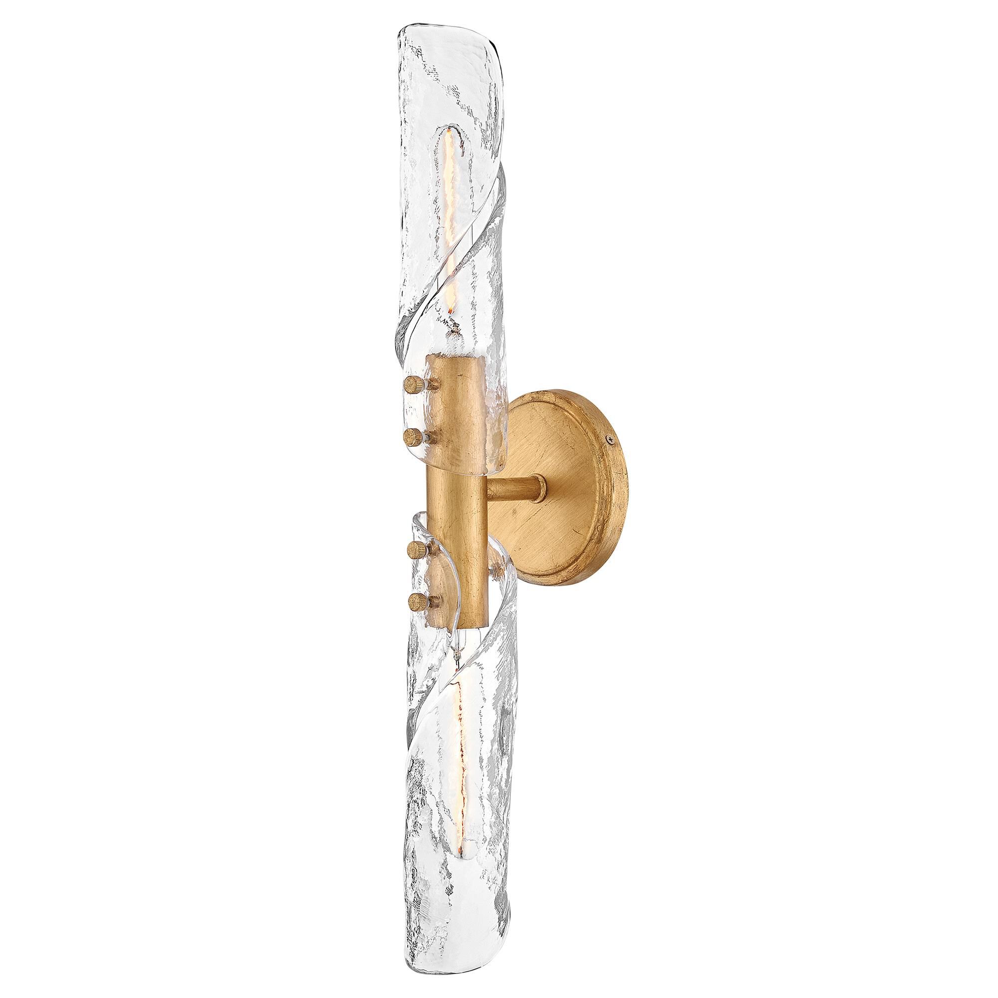 Shown in Distressed Brass finish and Clear Water glass