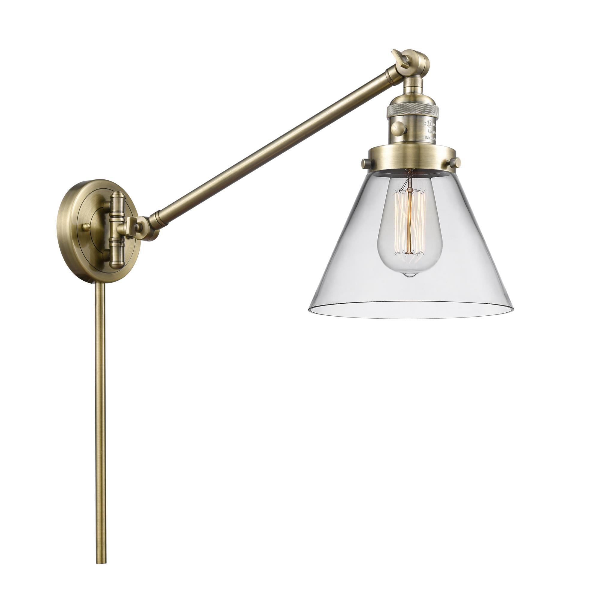 Bruno Marashlian Large Cone Wall Swing Lamp by Innovations Lighting