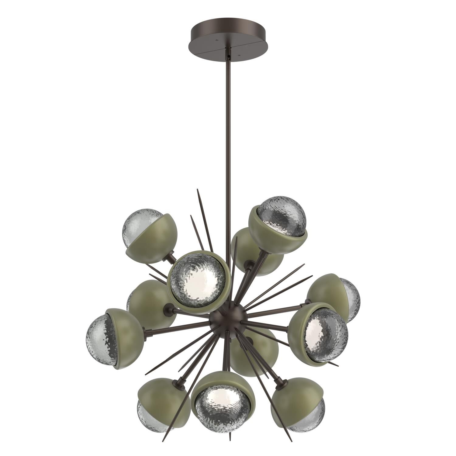 Shown in Flat Bronze finish and Smoke glass and Sage Green accent