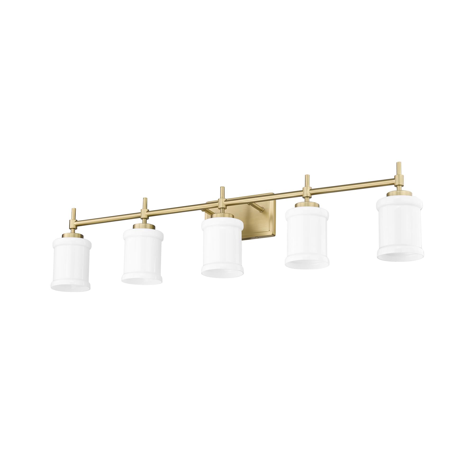 Shown in Modern Gold finish and Gloss Opal glass and Gloss Opal shade