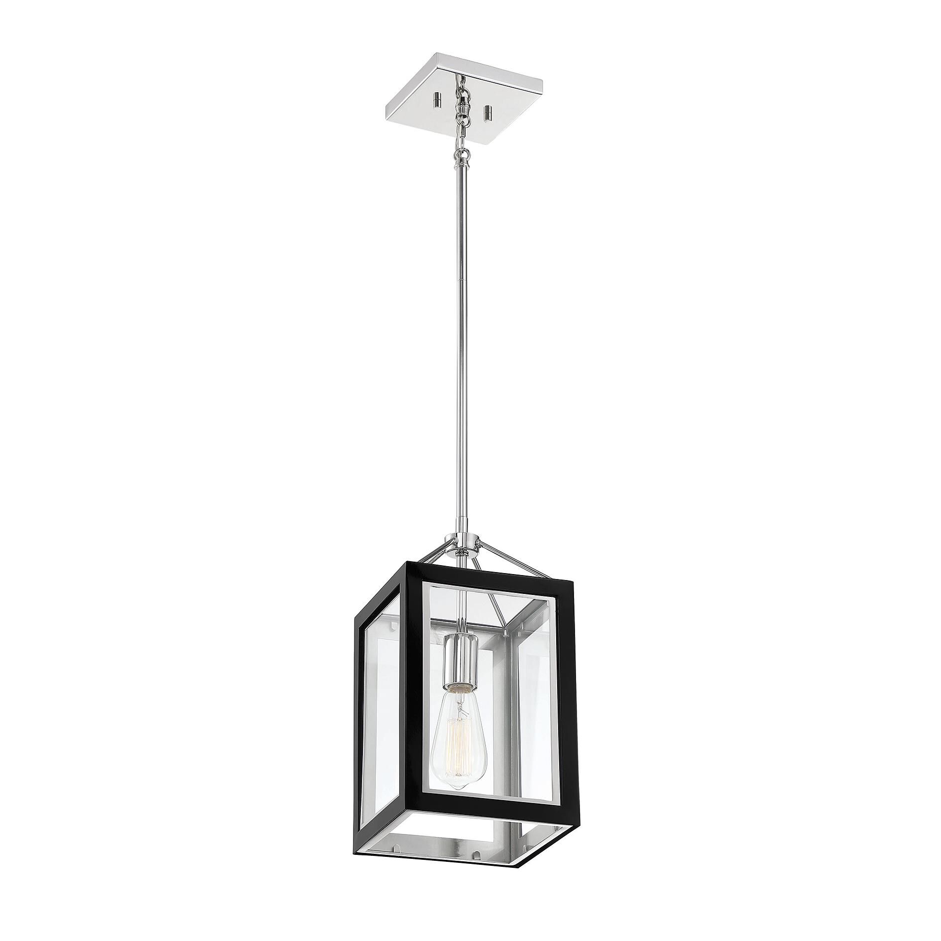 Shown in Black With Polished Nickel Accents finish and Clear glass