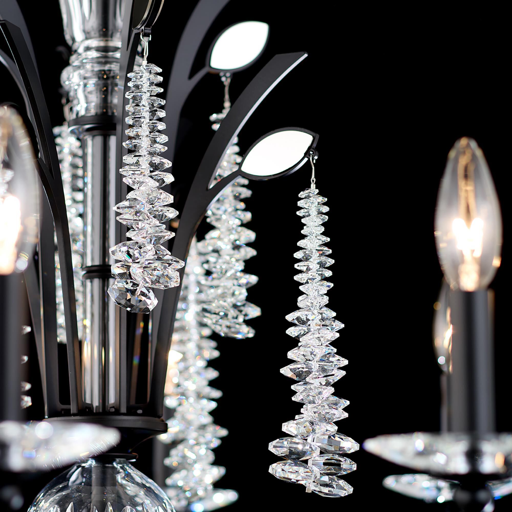 Shown in Black finish and Clear Radiance crystal