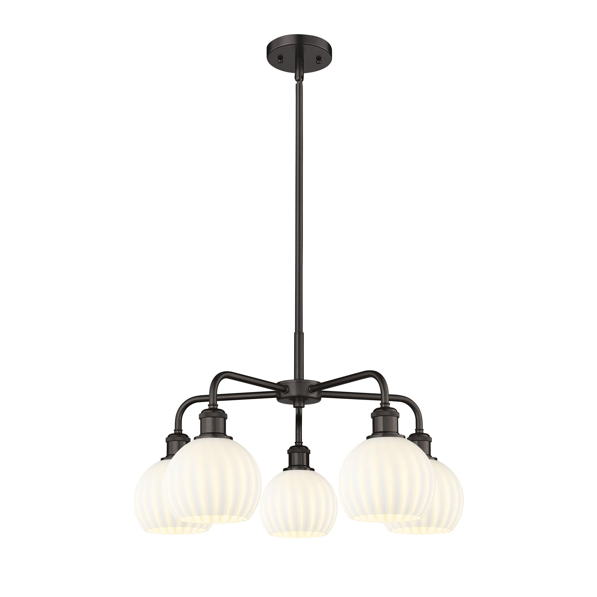 Shown in Oil Rubbed Bronze finish and White Venetian glass