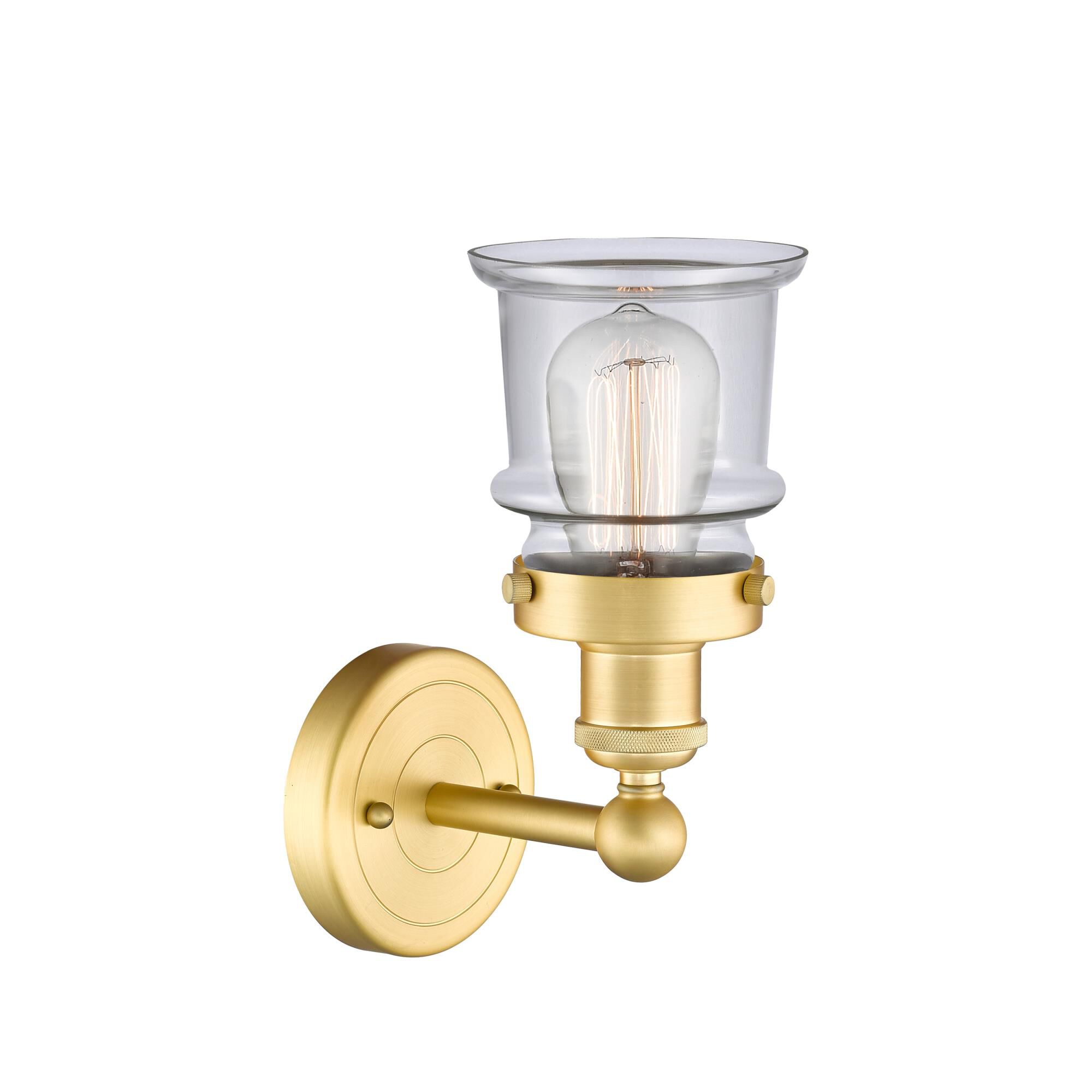 Shown in Satin Gold finish and Clear glass