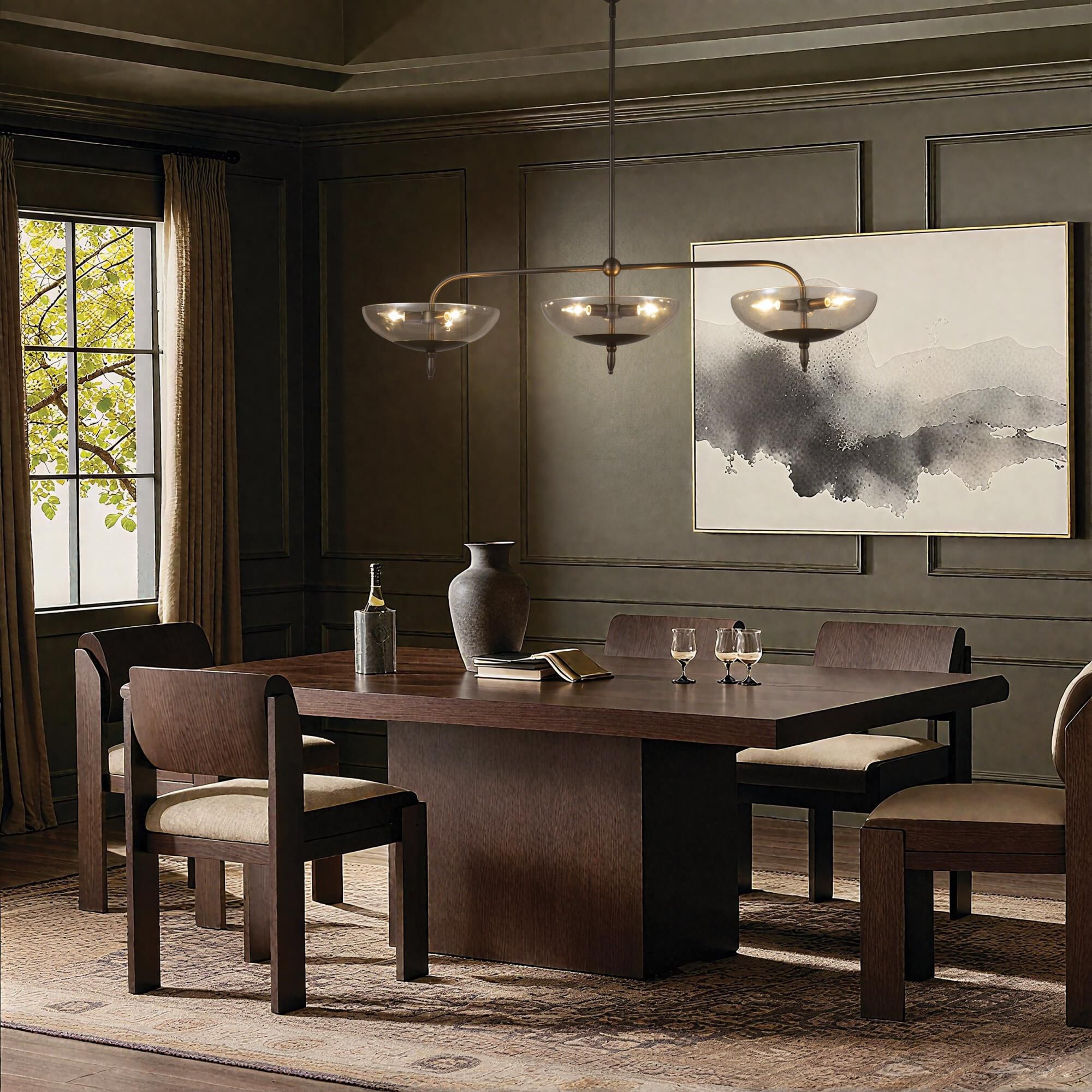 Shown in Forged Bronze finish and Smoked Amber glass