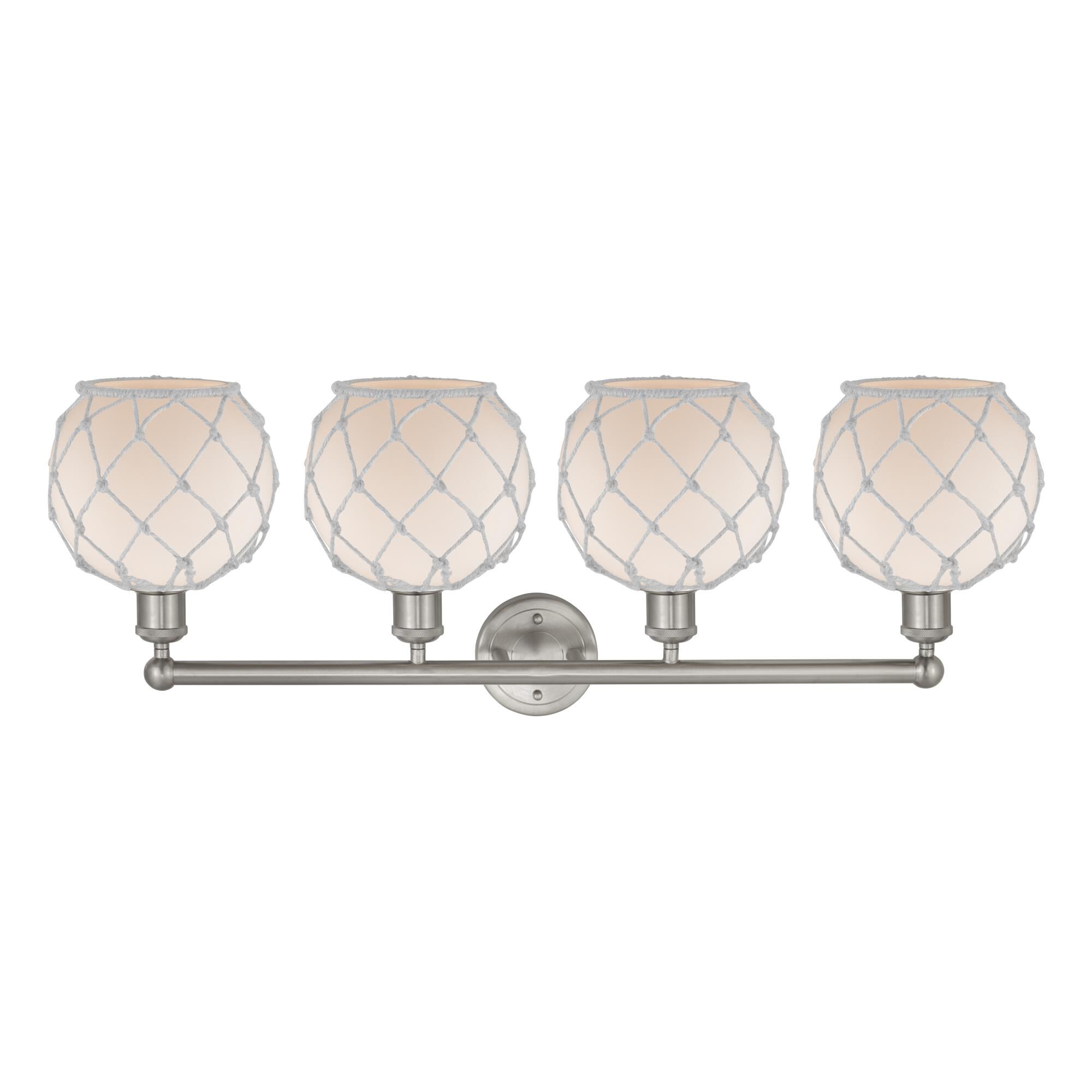 Shown in Brushed Satin Nickel finish and White with White Rope glass