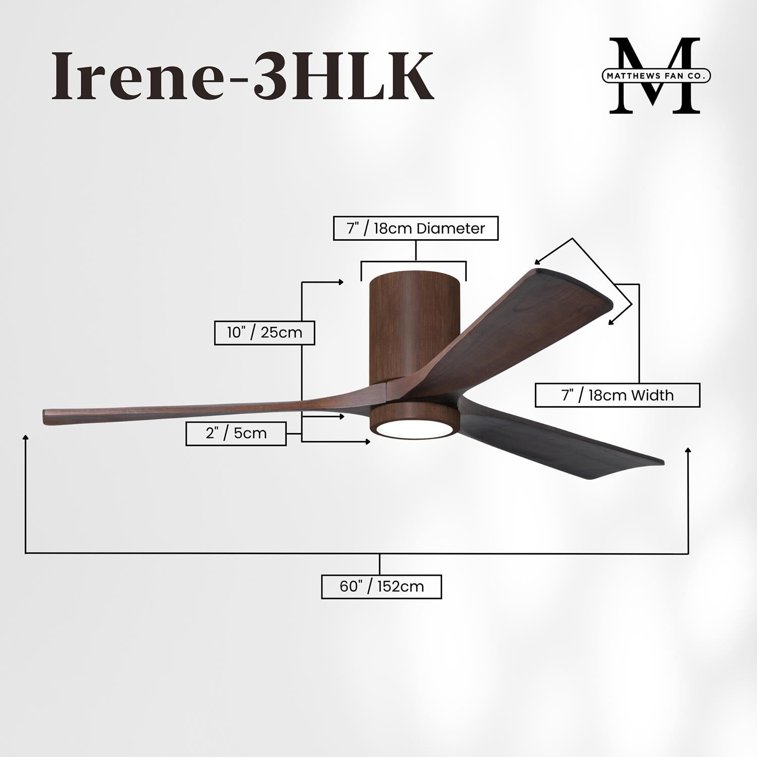Irene 60 Inch Flush Mount Fan with Light Kit by Matthews Fan Company