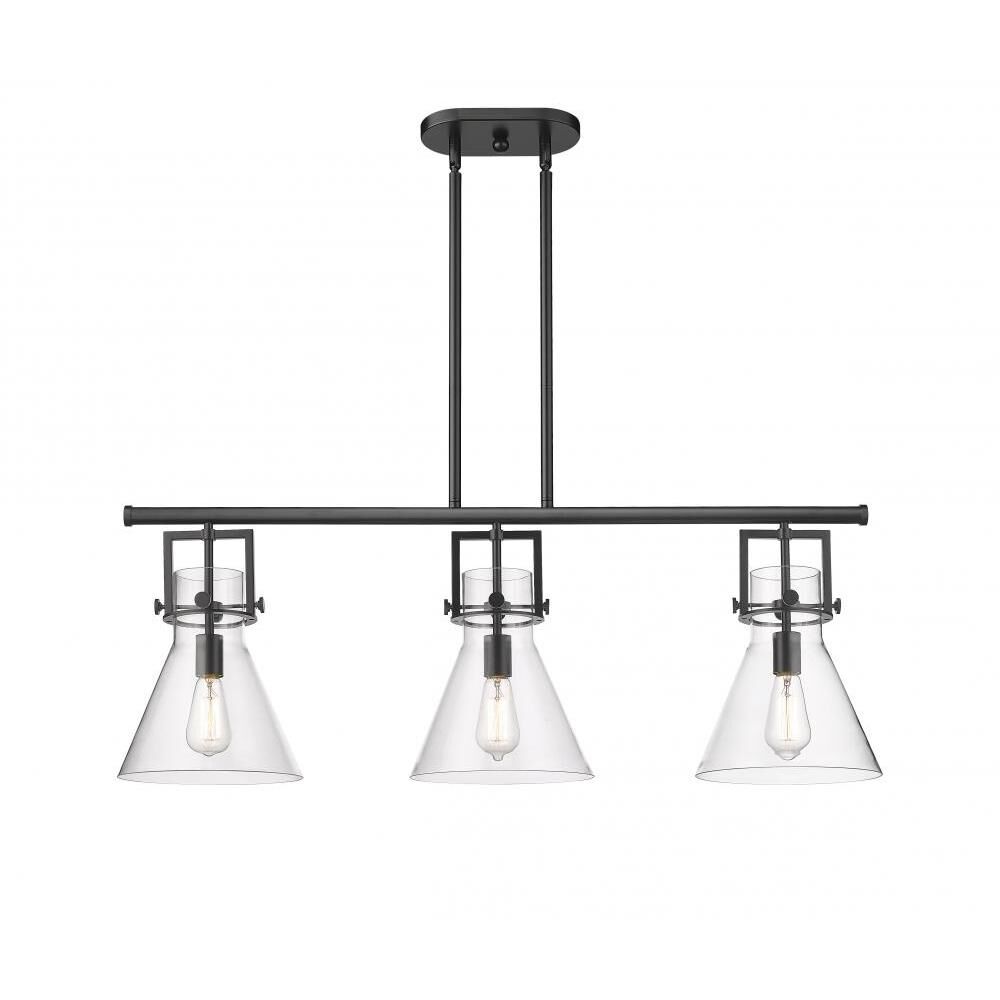 Shown in Matte Black finish and Clear Glass shade