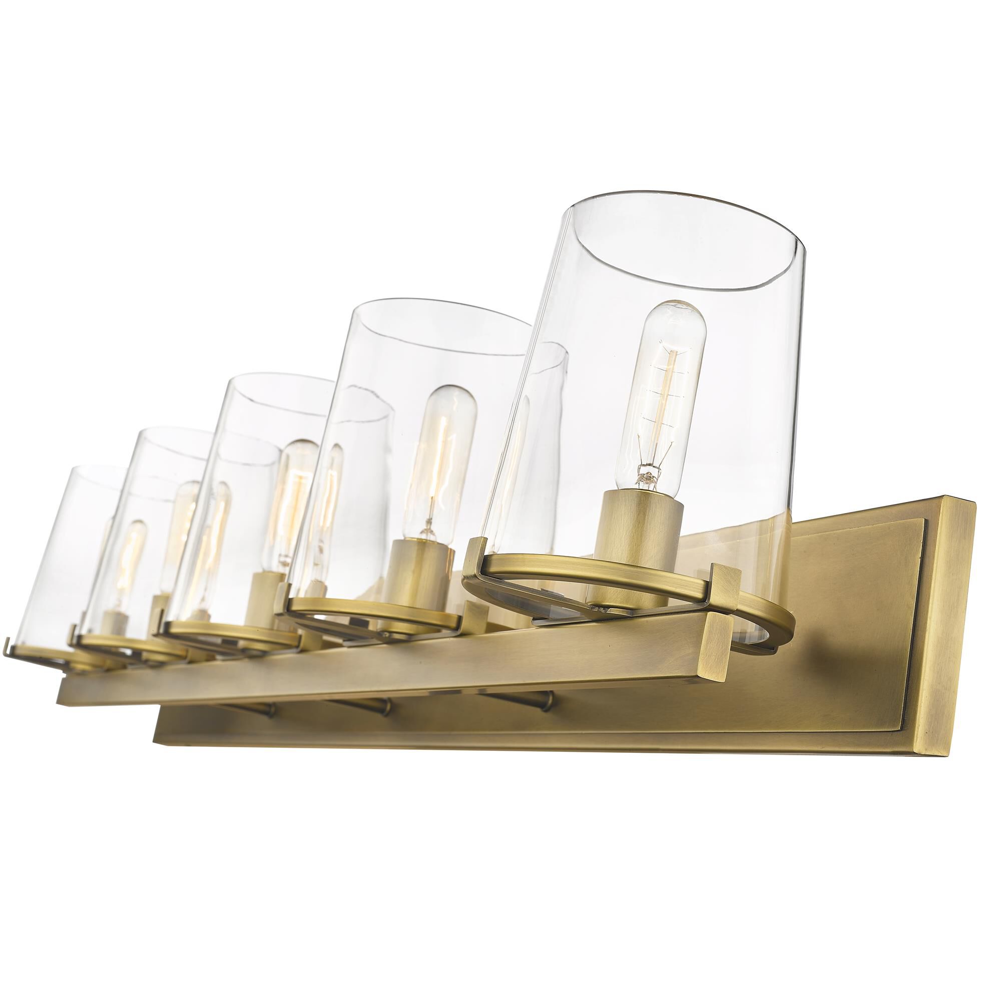 Shown in Rubbed Brass finish and Glass shade