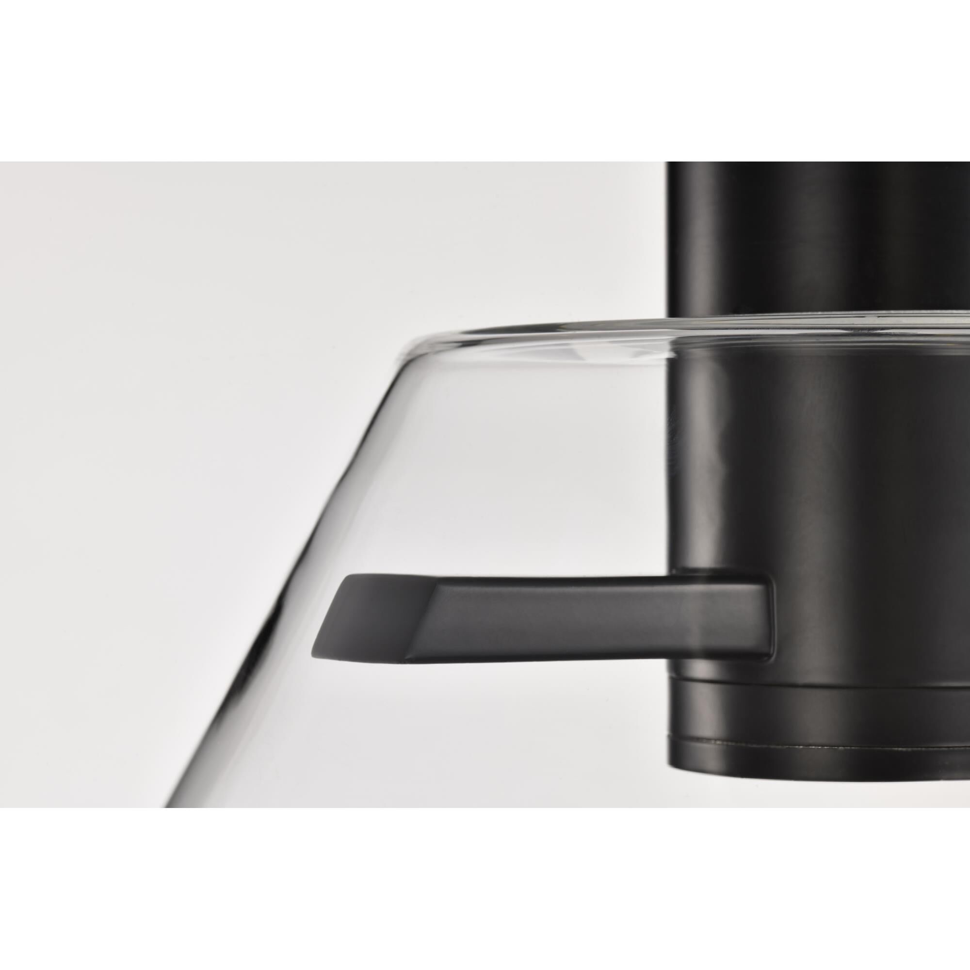 Shown in Matte Black finish and Clear glass