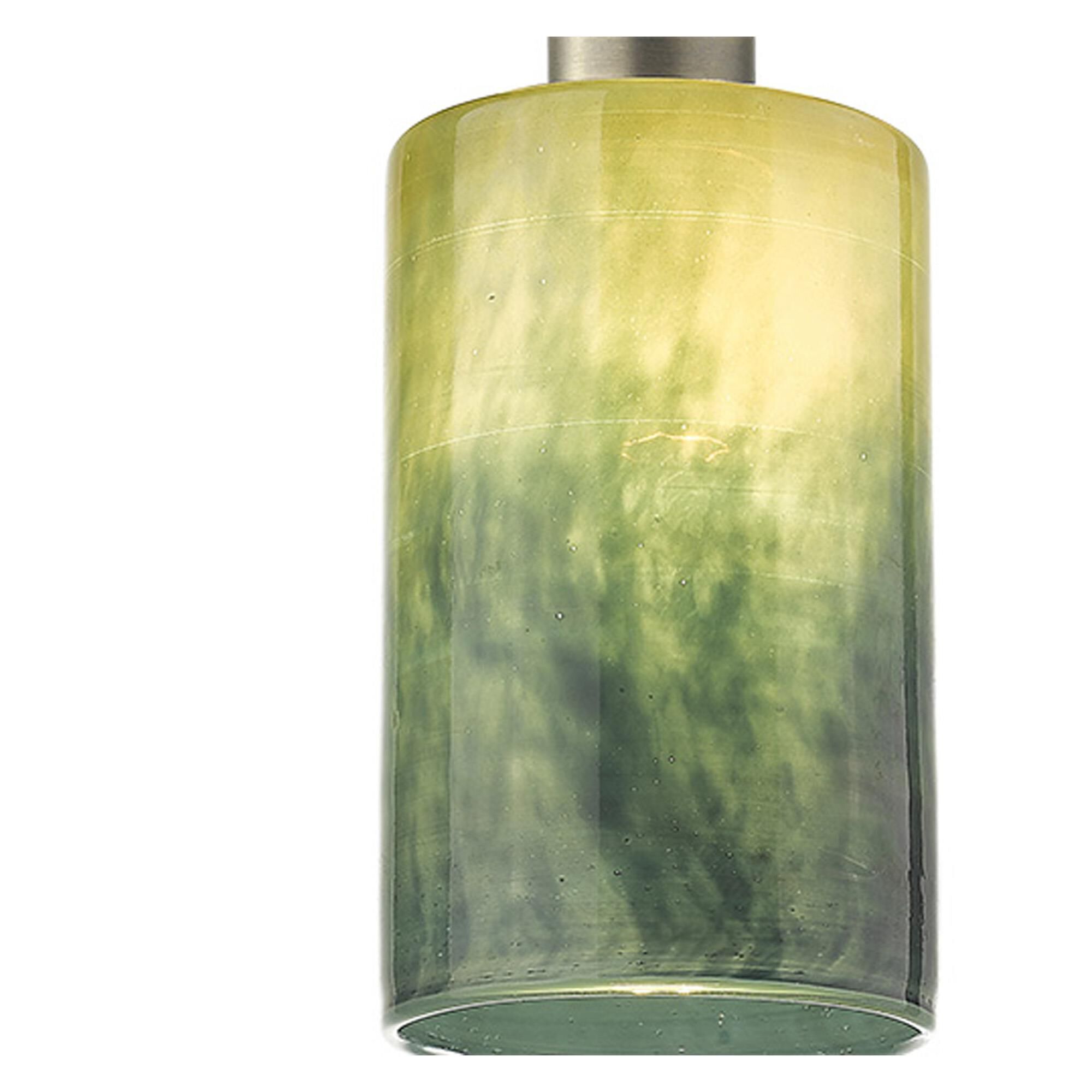 Shown in Brass finish and Blue/Gold glass and Blue/Gold Cylindrical Glass shade