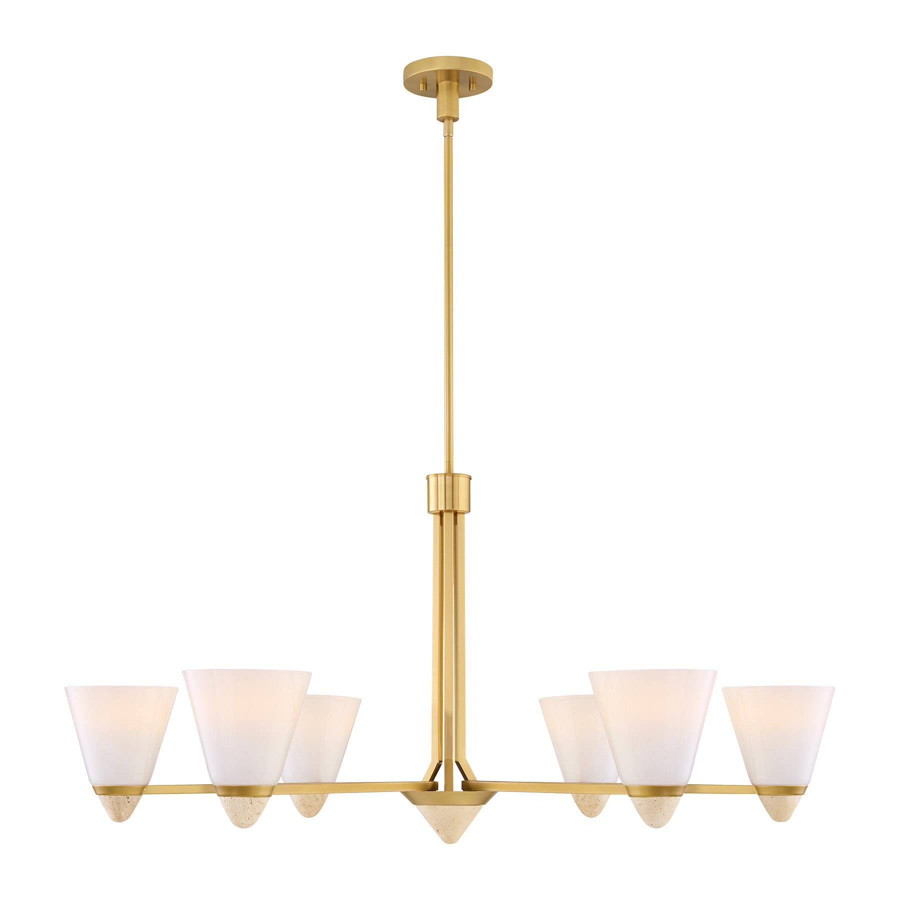 Shown in Warm Brass finish and White Opal shade