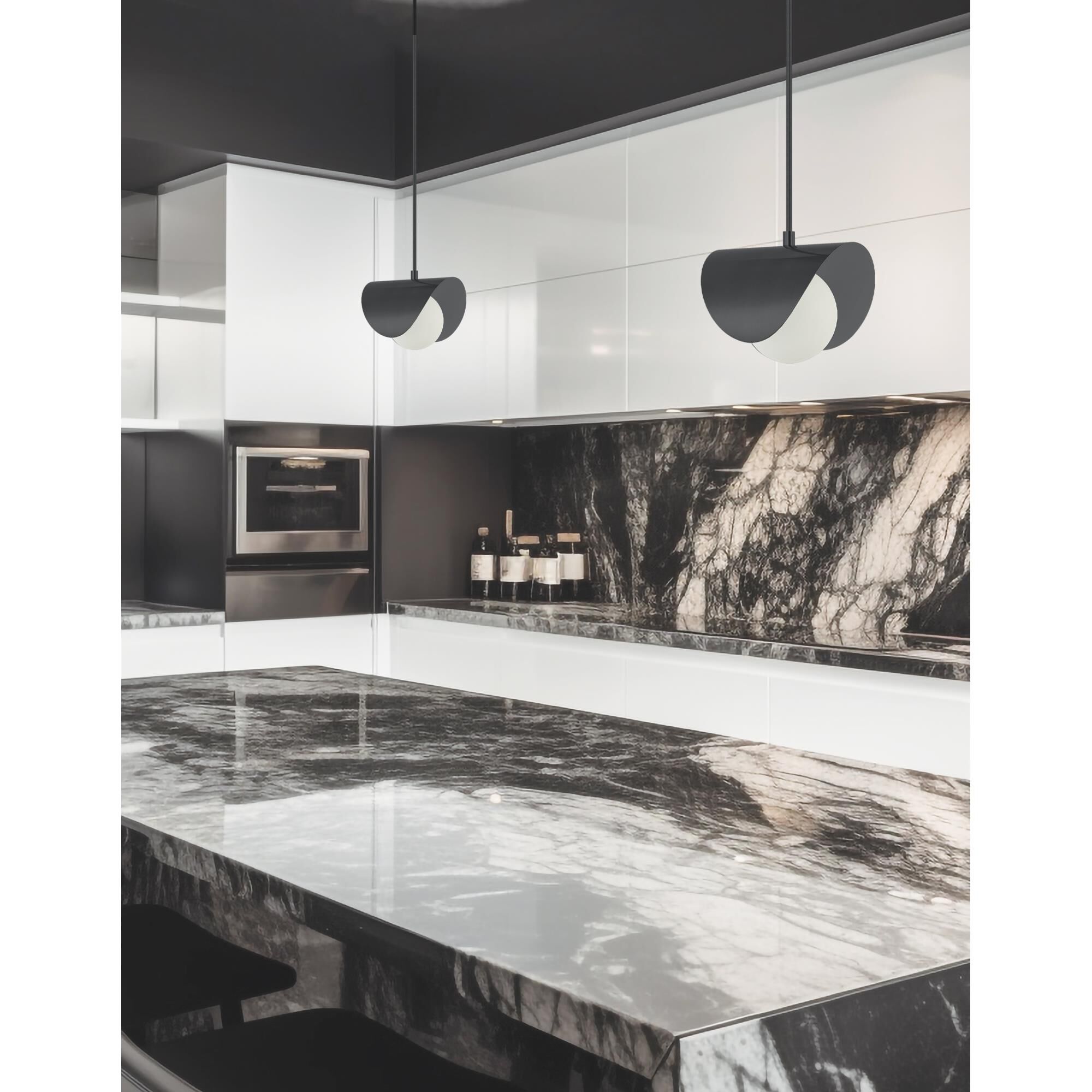 Shown in Matte Black finish and White shade