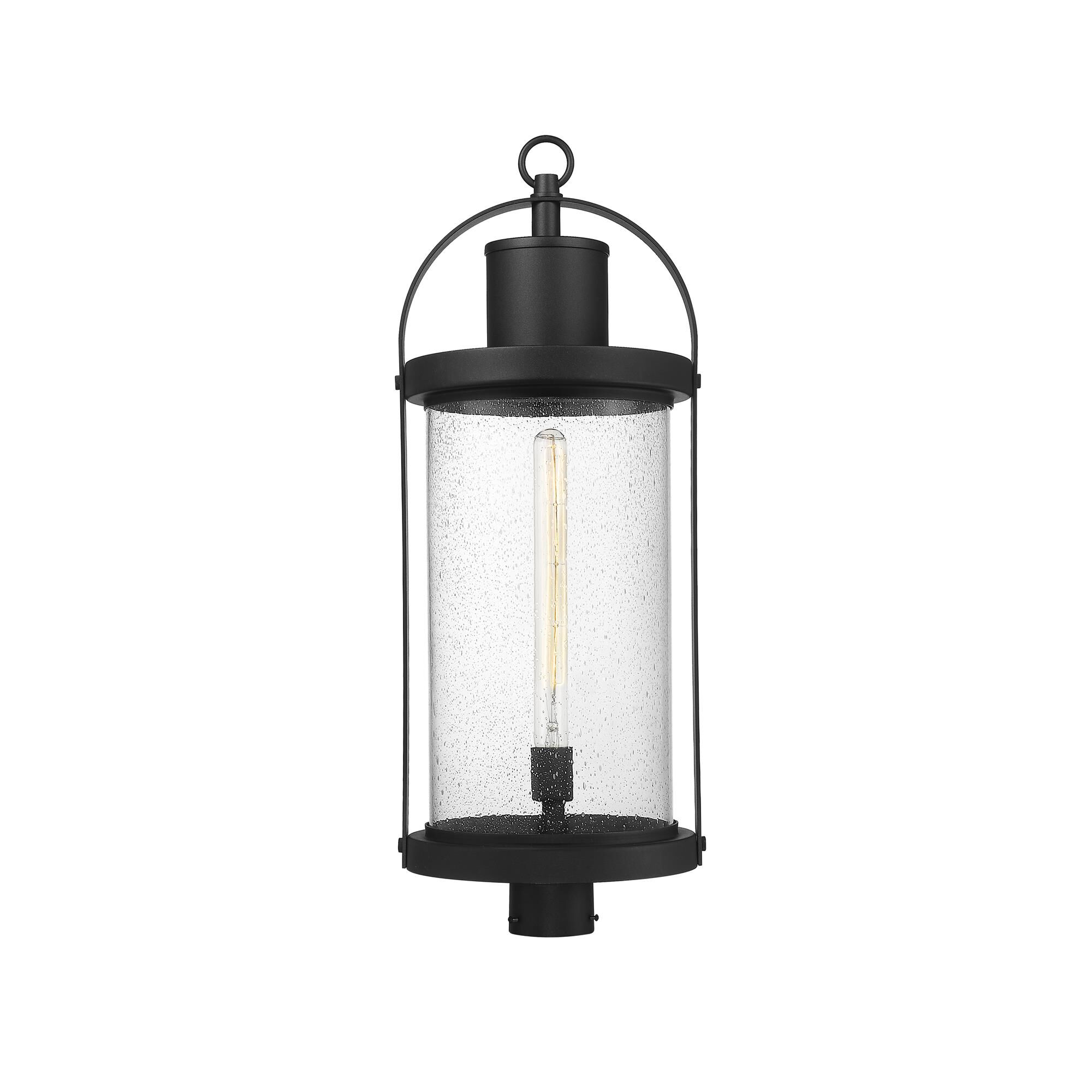 Shown in Black finish and Glass shade