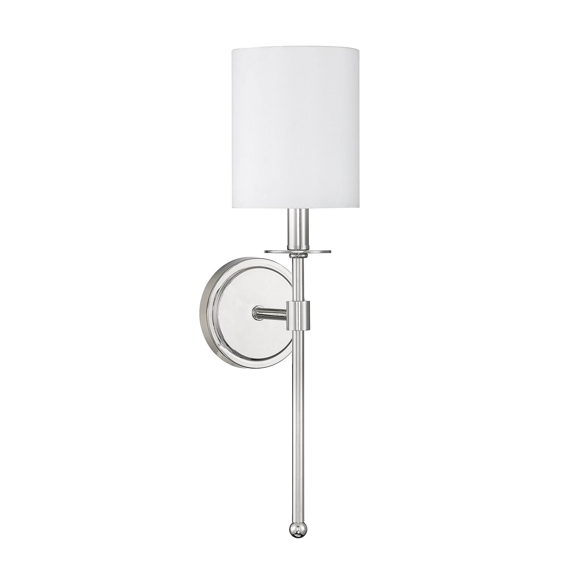 Shown in Polished Nickel finish and White Fabric shade