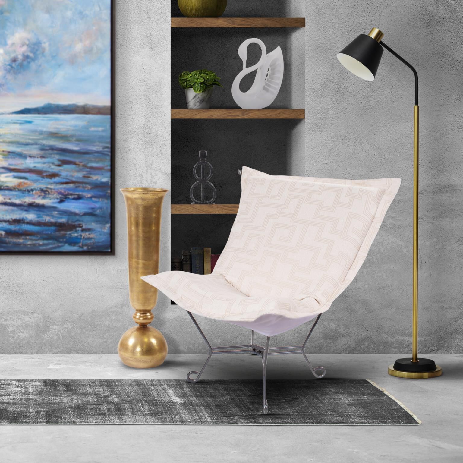 The Syros Puff Accent Chair Cover by Howard Elliott Collection