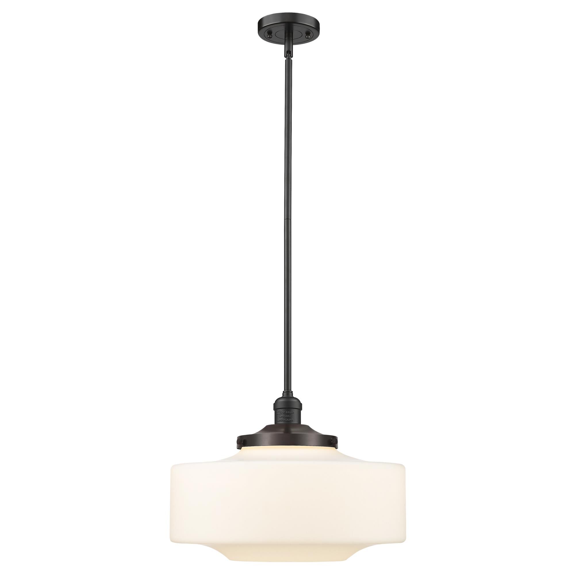 Shown in Oil Rubbed Bronze finish and Matte White Cased Large Bridgeton glass