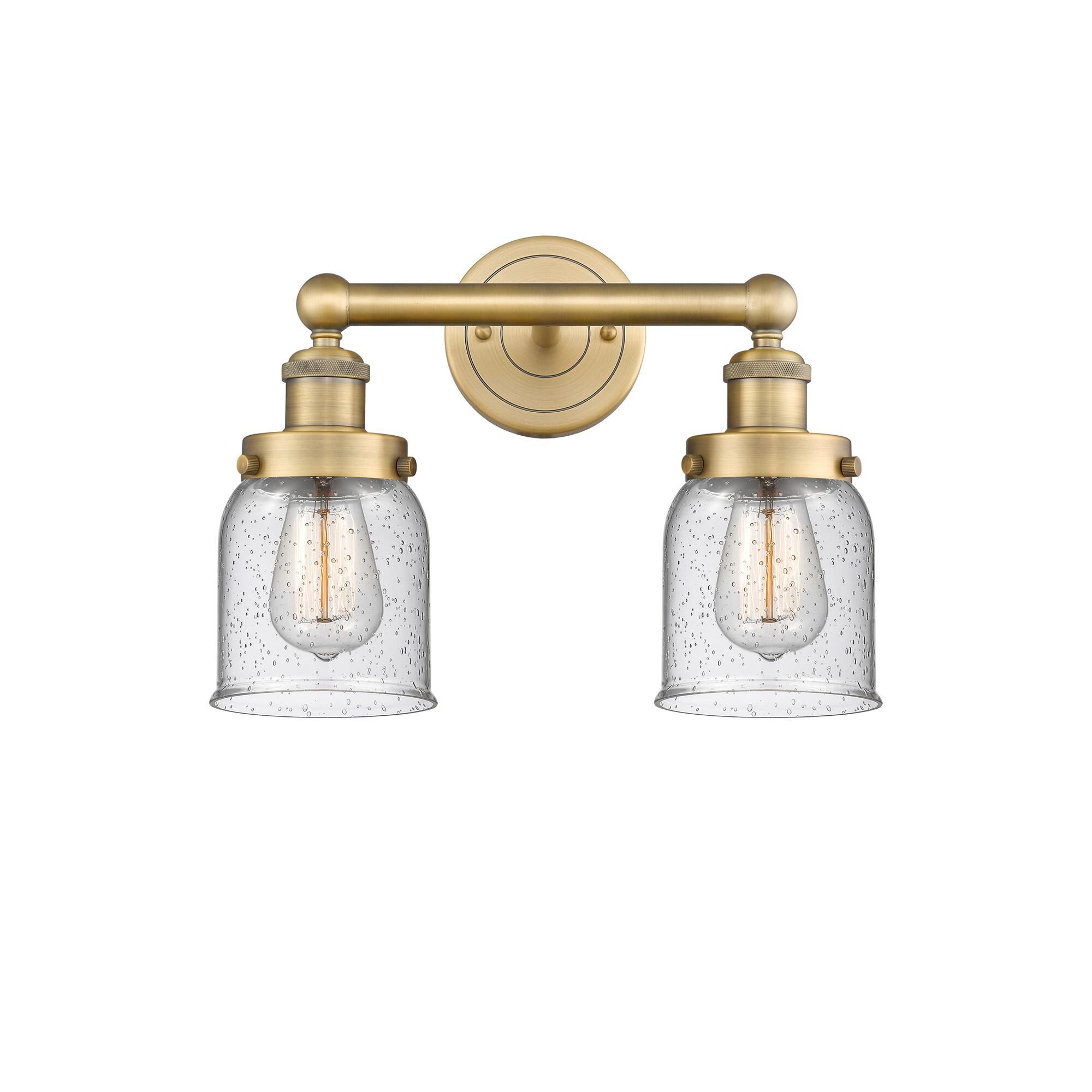 Shown in Brushed Brass finish and Seedy glass