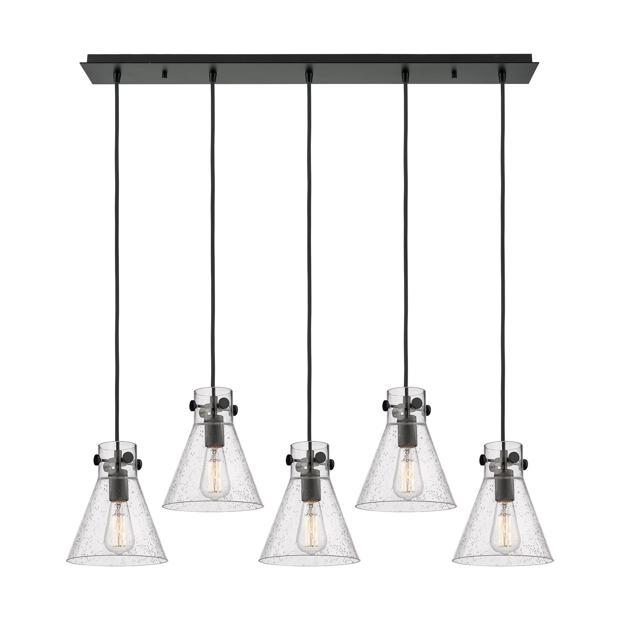 Shown in Matte Black finish and Seedy glass and Seedy Glass shade