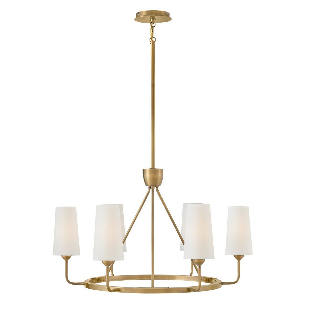 Shown in Heritage Brass finish and Natural Paper shade