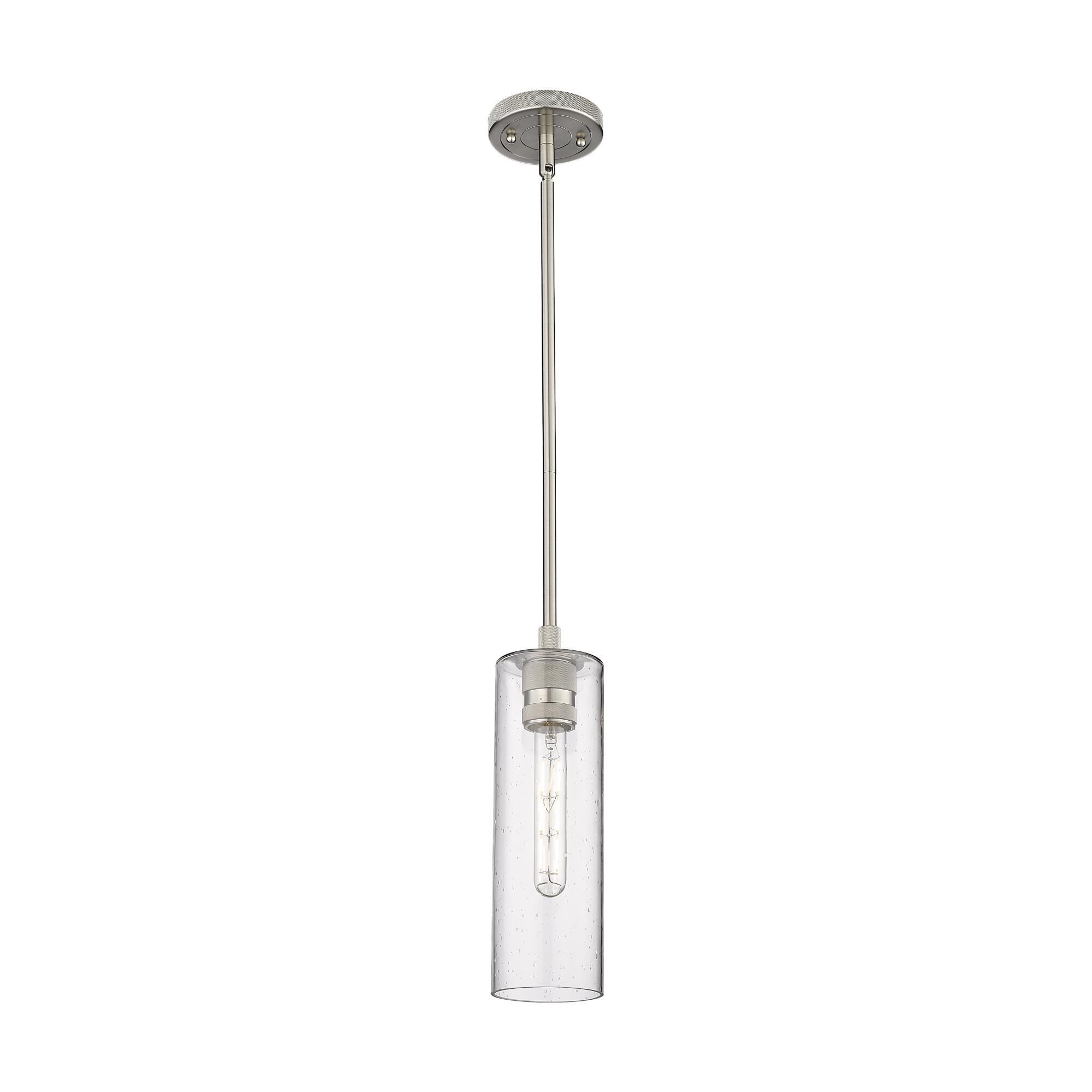 Shown in Satin Nickel finish and Seedy glass and Seedy Glass shade