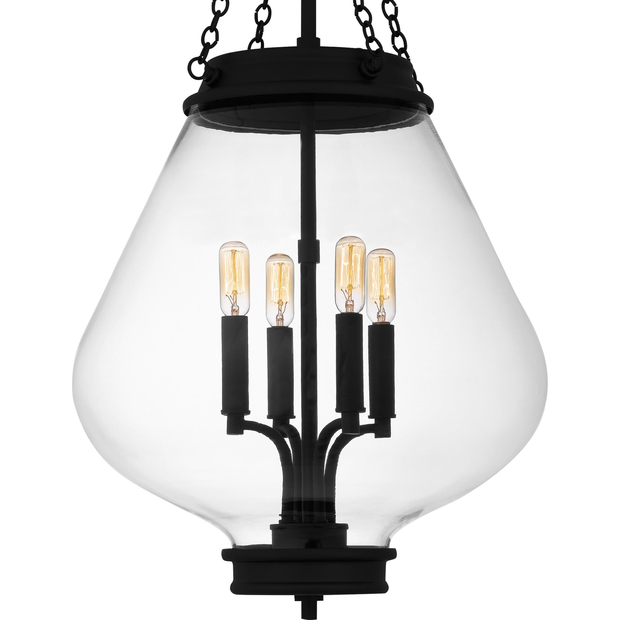 Shown in Matte Black finish and Clear Glass shade