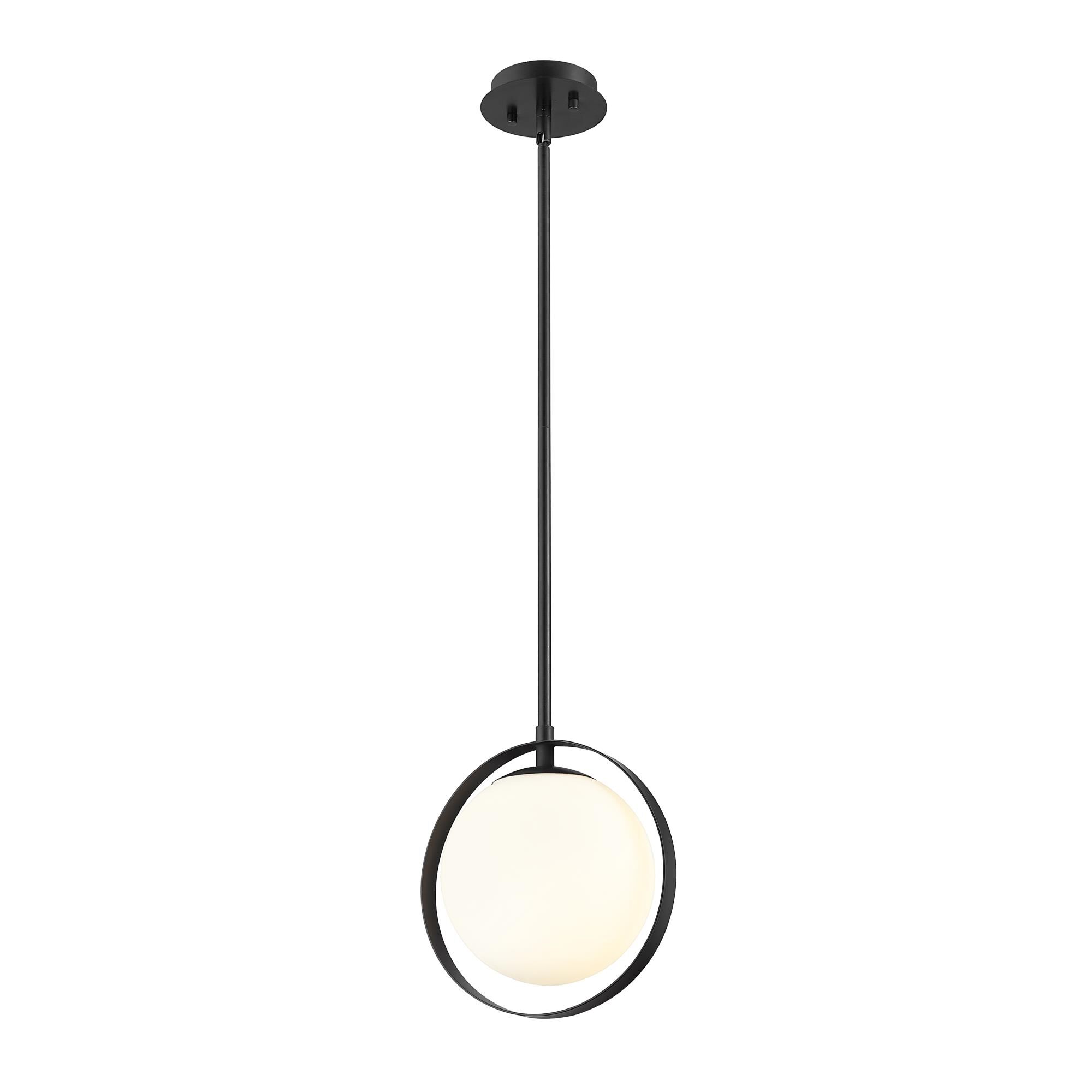 Shown in Matte Black finish and Glass shade
