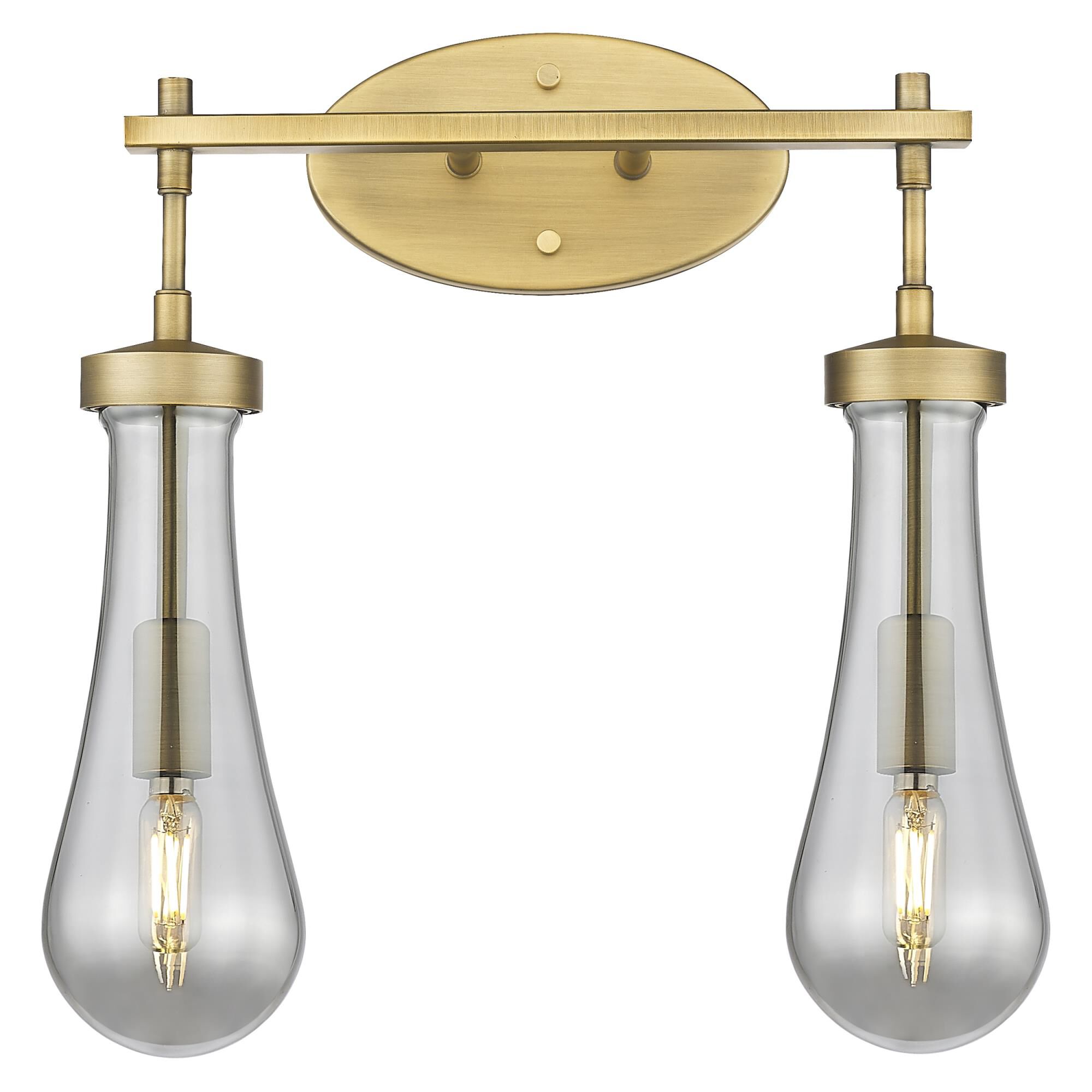 Shown in Brushed Brass finish and Light Smoke glass