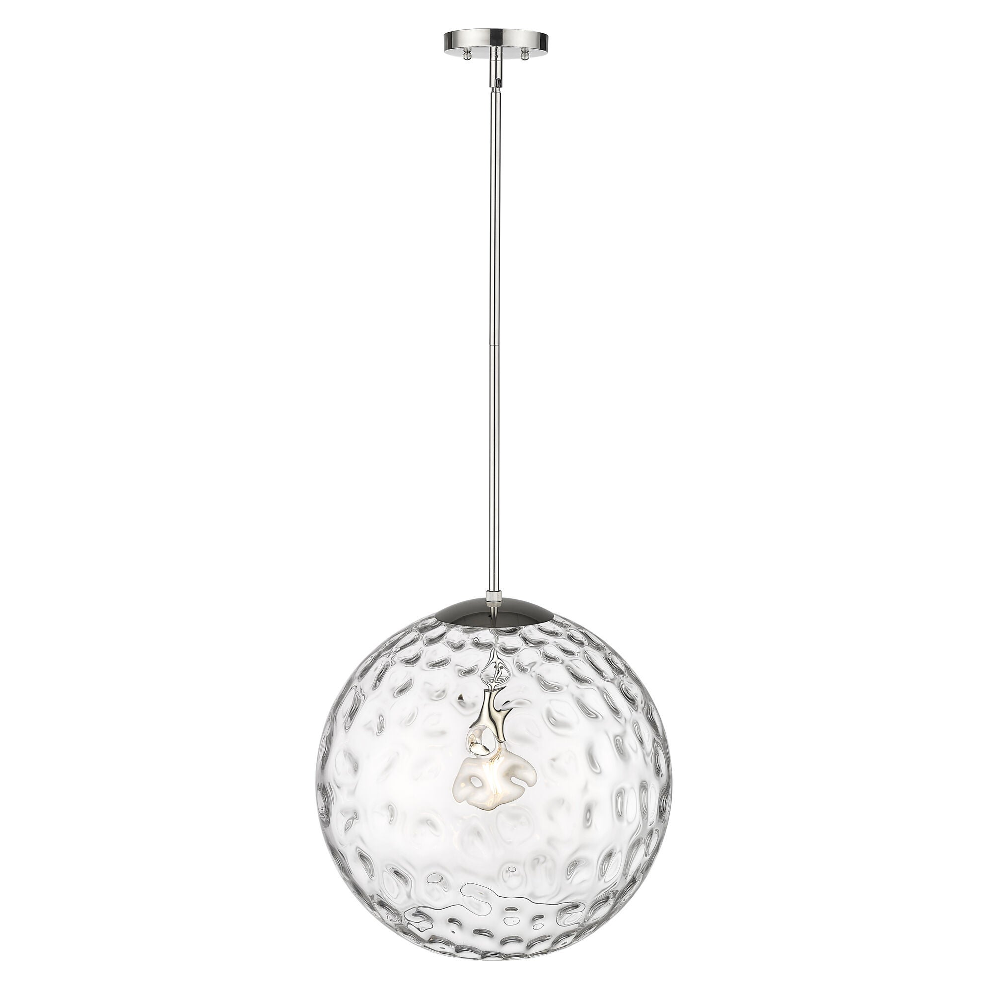 Shown in Polished Nickel finish and Rippled Water glass