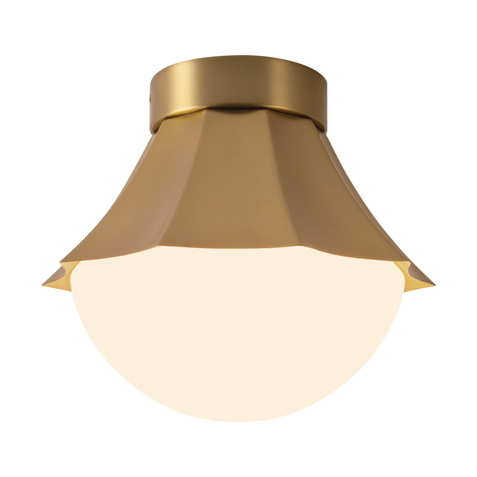 Shown in Brushed Gold finish and Matte Opal glass