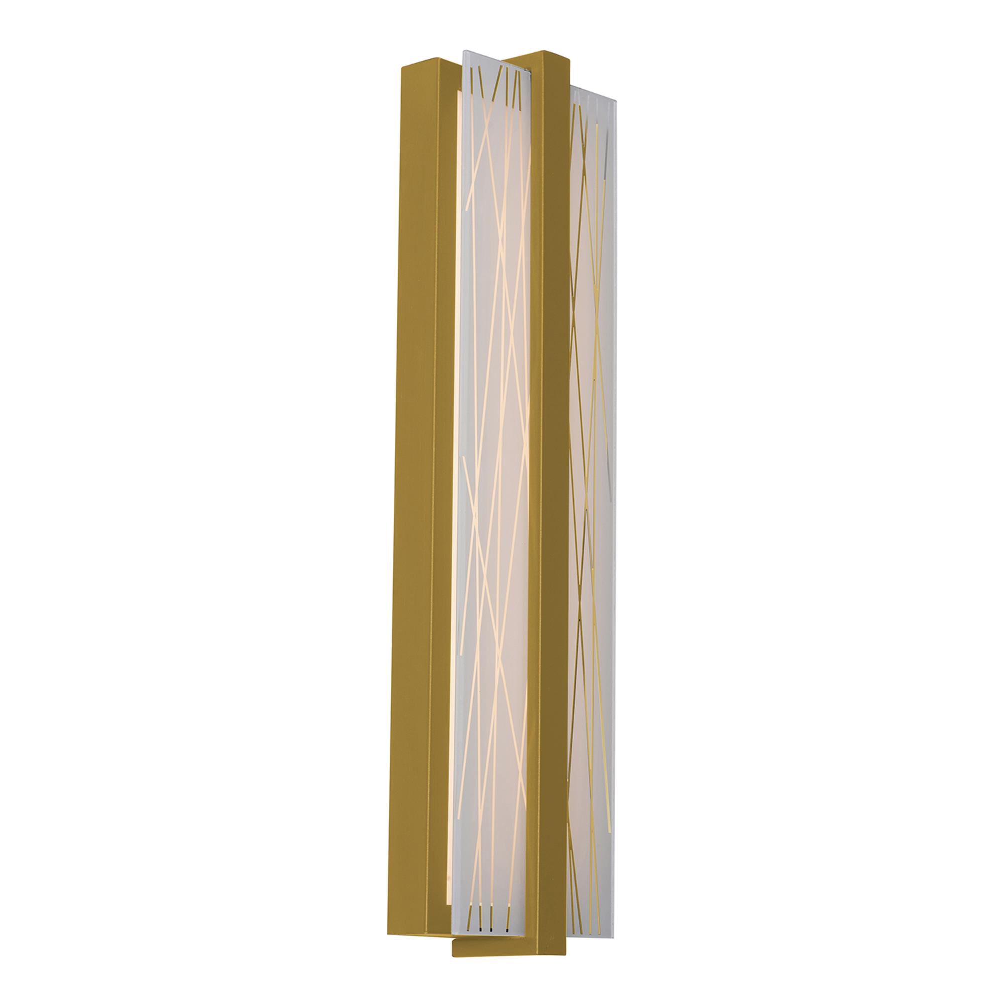 Shown in Light Antique Brass finish and Frosted Clear Acrylic glass