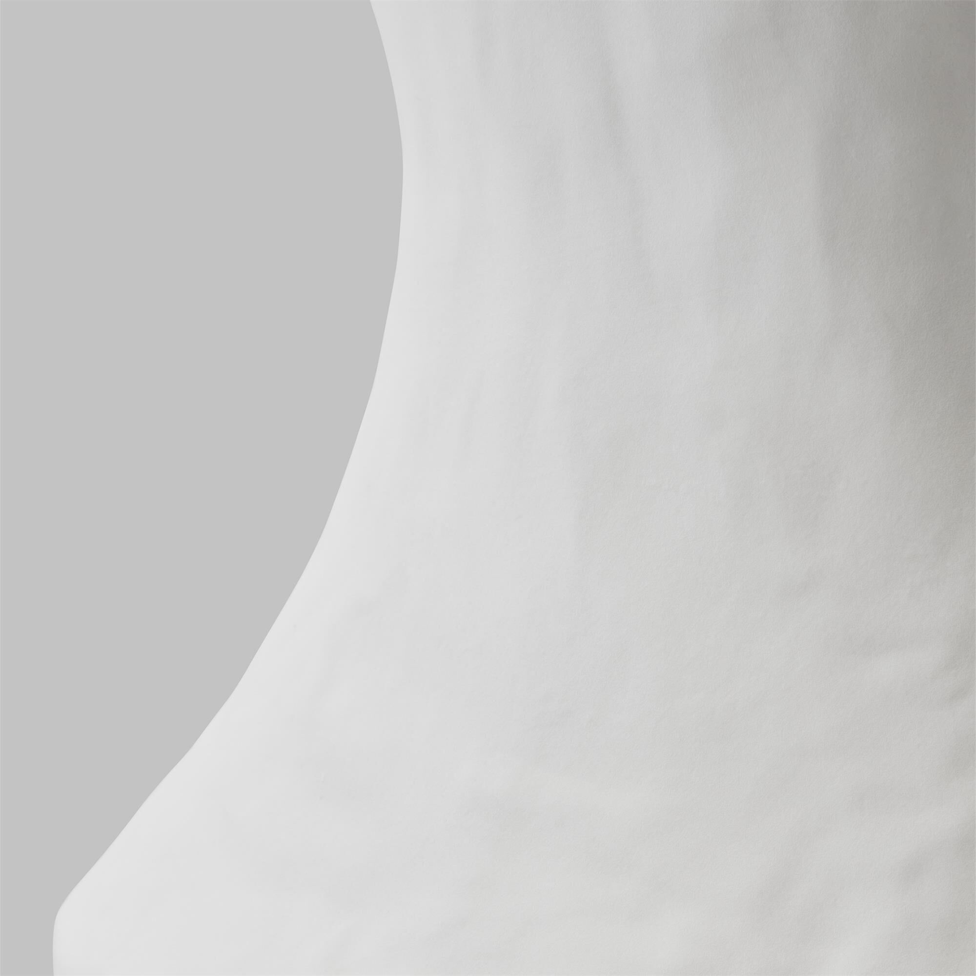 Shown in Matte White Ceramic finish and White Linen Fabric shade