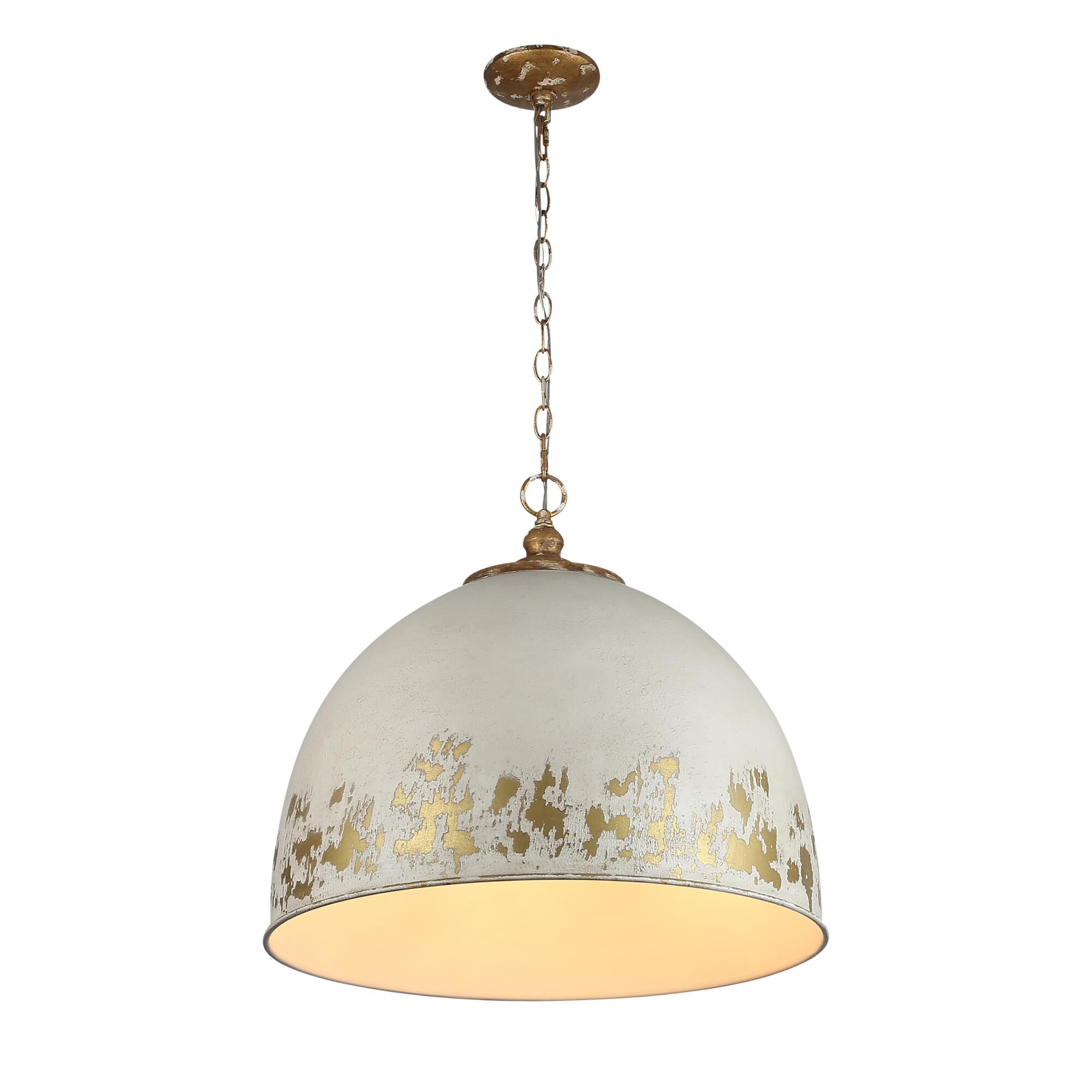 Shown in Vintage Gold finish and Antique Ivory shade