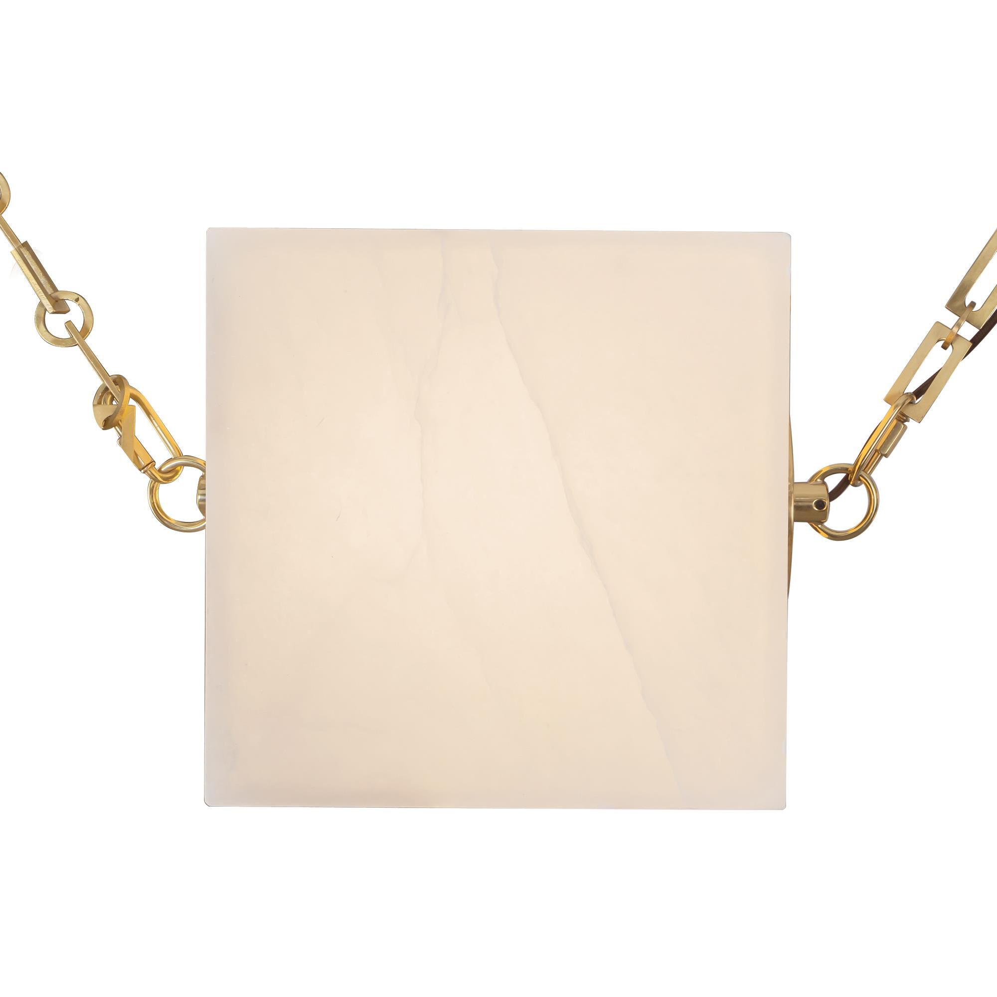 Shown in Patina Brass finish and Alabaster glass
