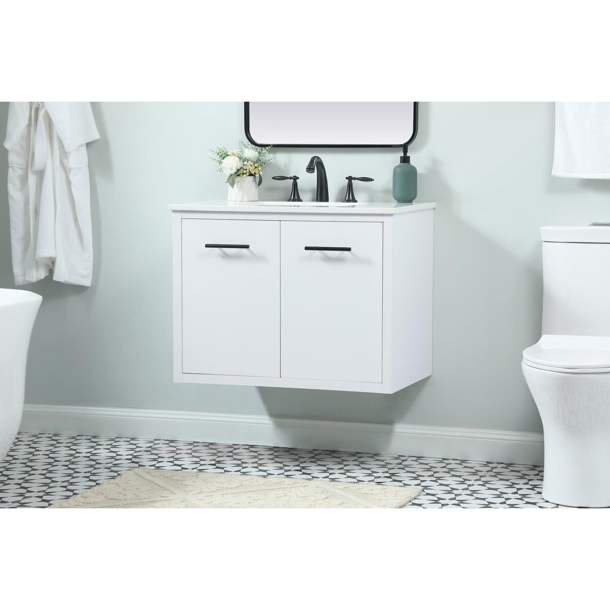 Shown in White finish and No Backsplash accent