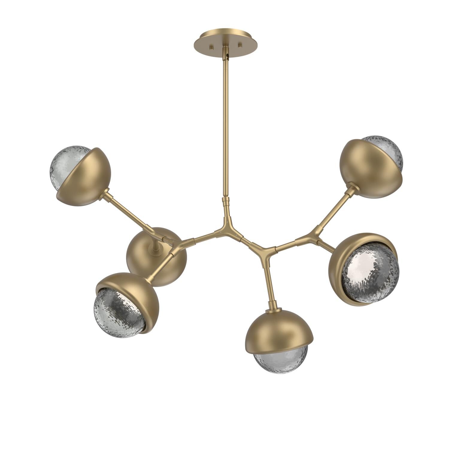 Shown in Gilded Brass finish and Smoke glass and Metal Shade Matching Finish accent