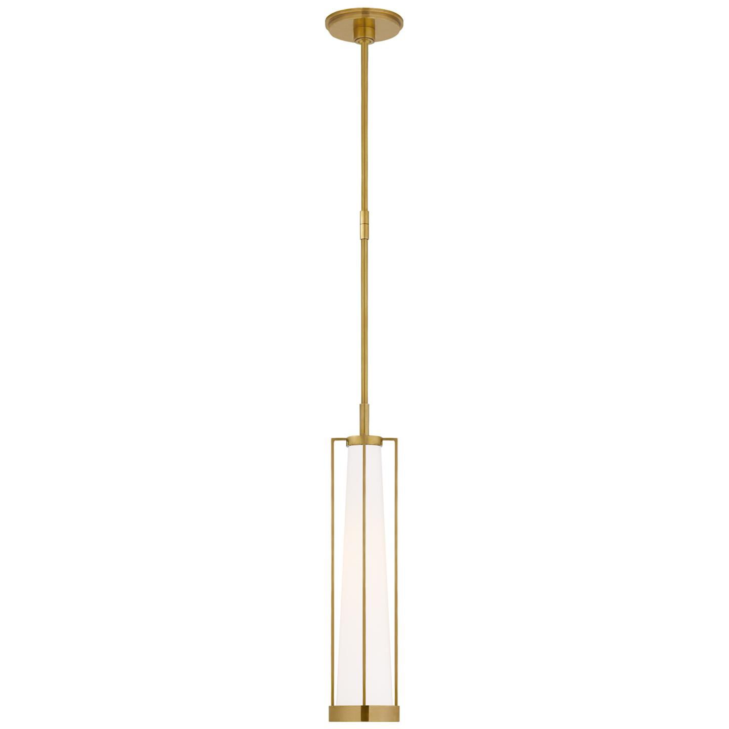 Shown in Hand-Rubbed Antique Brass finish and White glass and White Glass shade