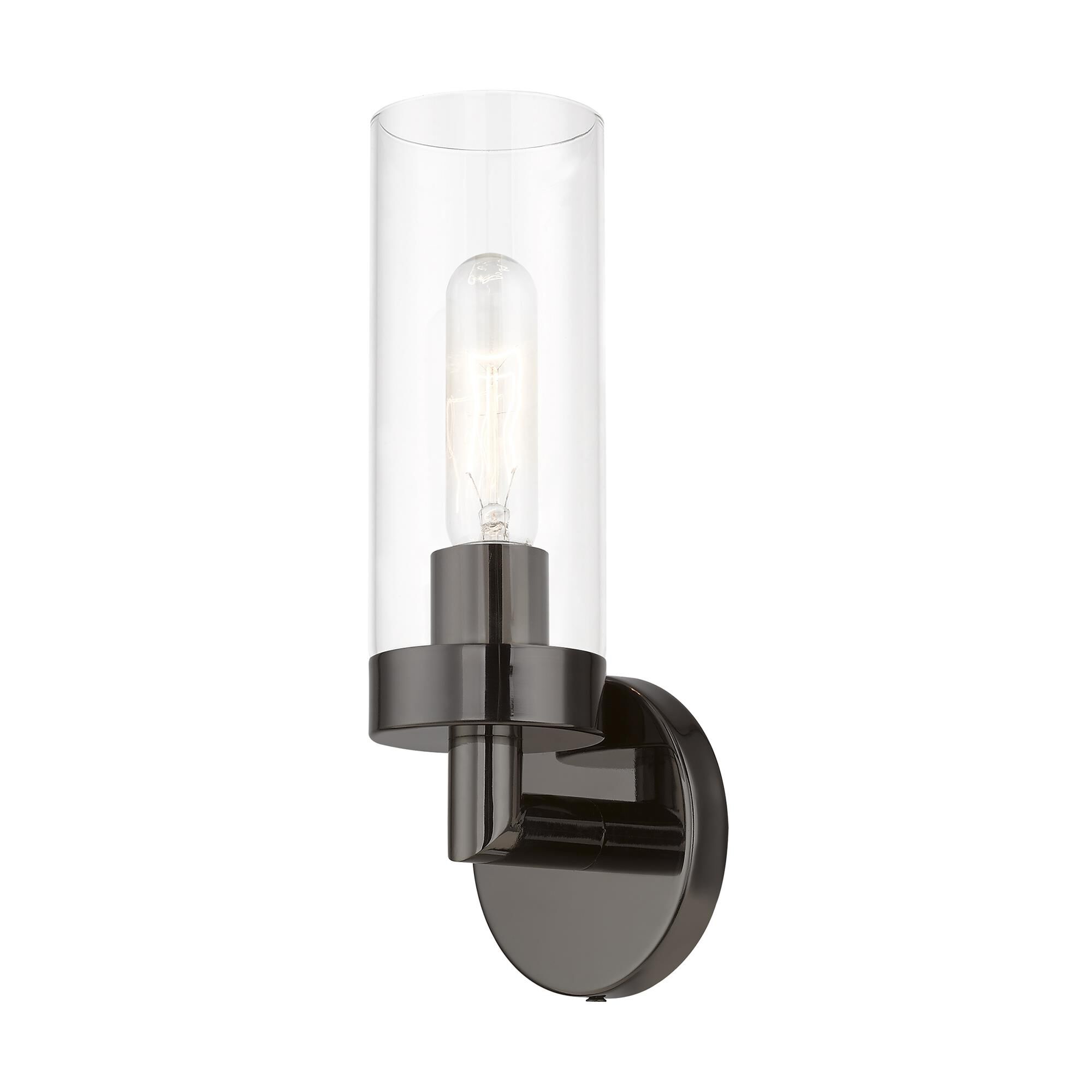 Shown in Black Chrome finish and Clear glass
