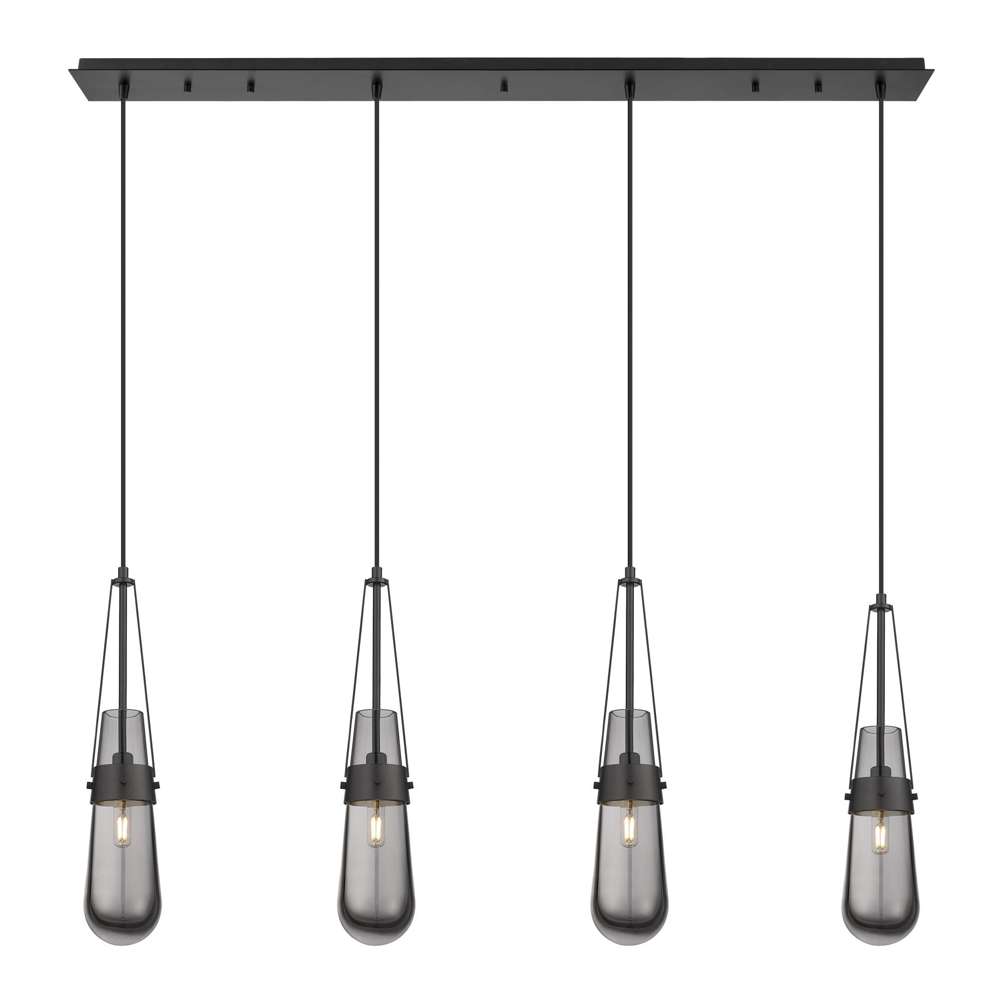 Shown in Matte Black finish and Light Smoke glass and Light Smoke Glass shade