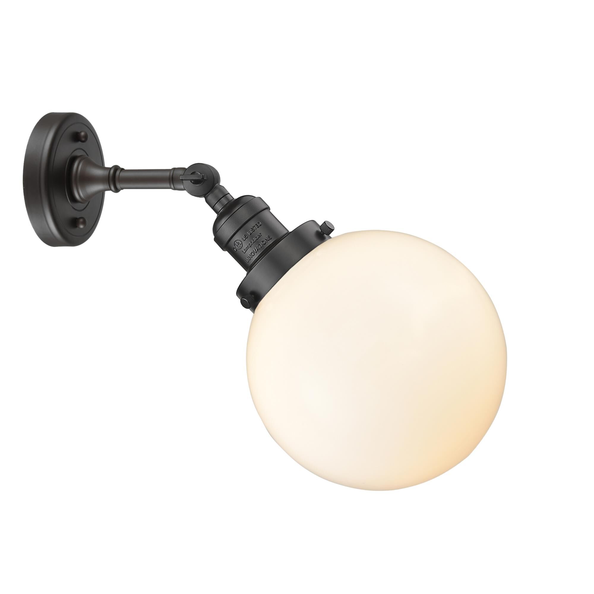 Shown in Oil Rubbed Bronze finish and Matte White Cased glass and No Accent accent