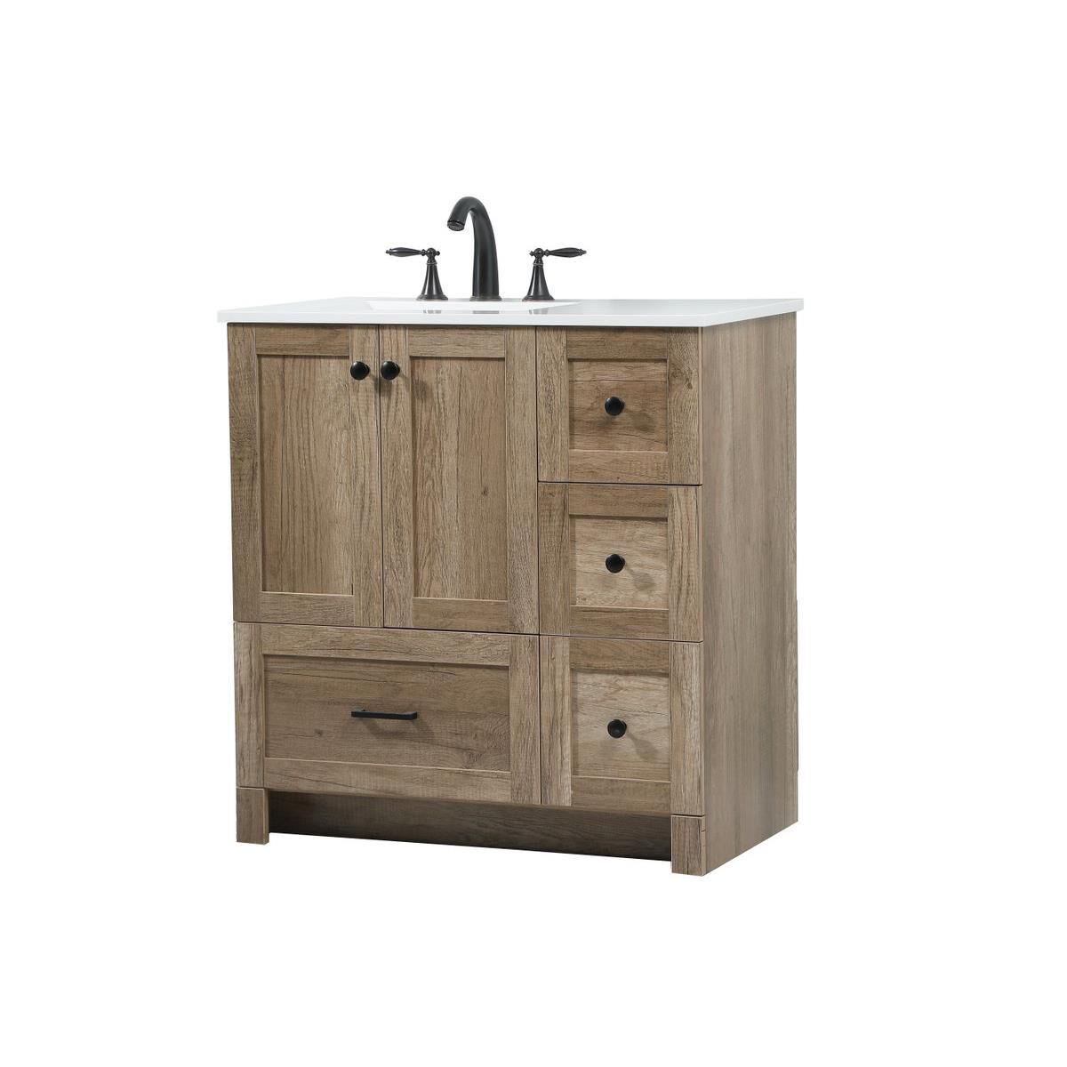 Shown in Natural Oak finish and Without Backsplash accent