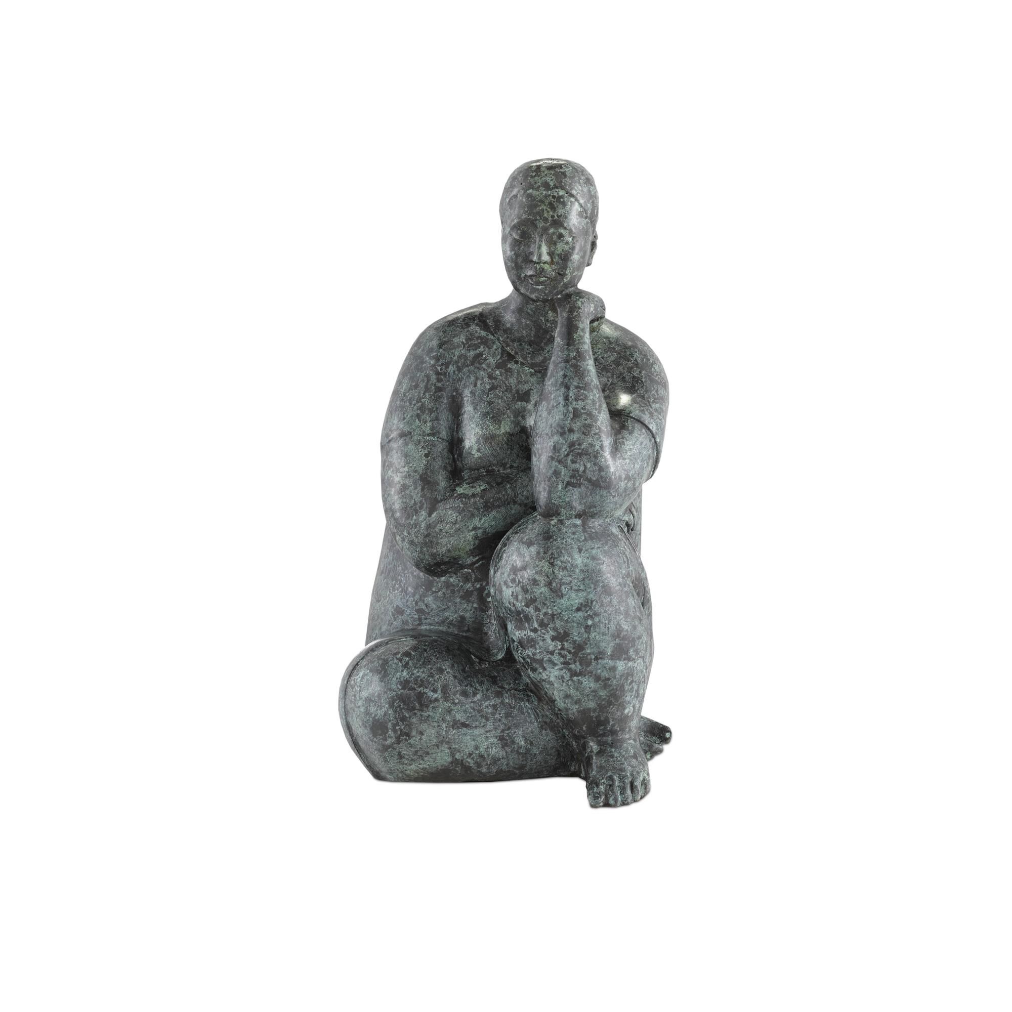 Lady Meditating Bronze Figurine by Currey and Company